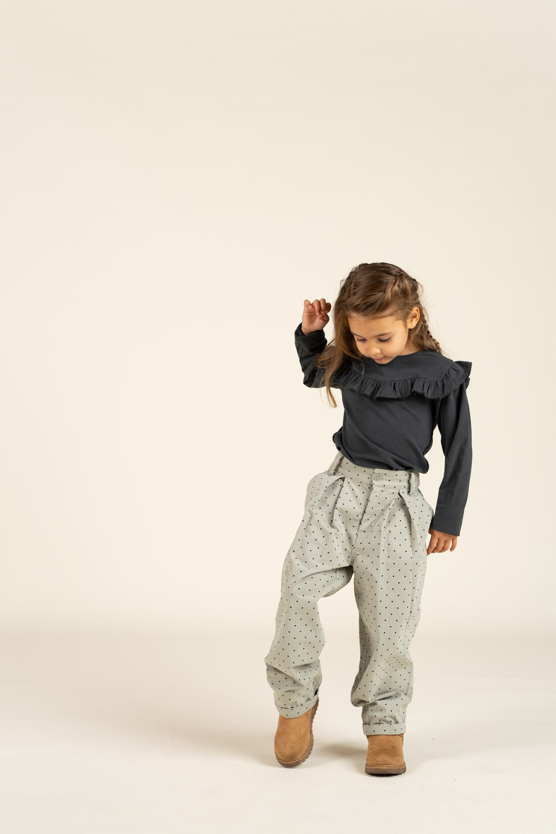 Twill-Hose mit Punkten - Kids - Dusty Green | 100616 Iris