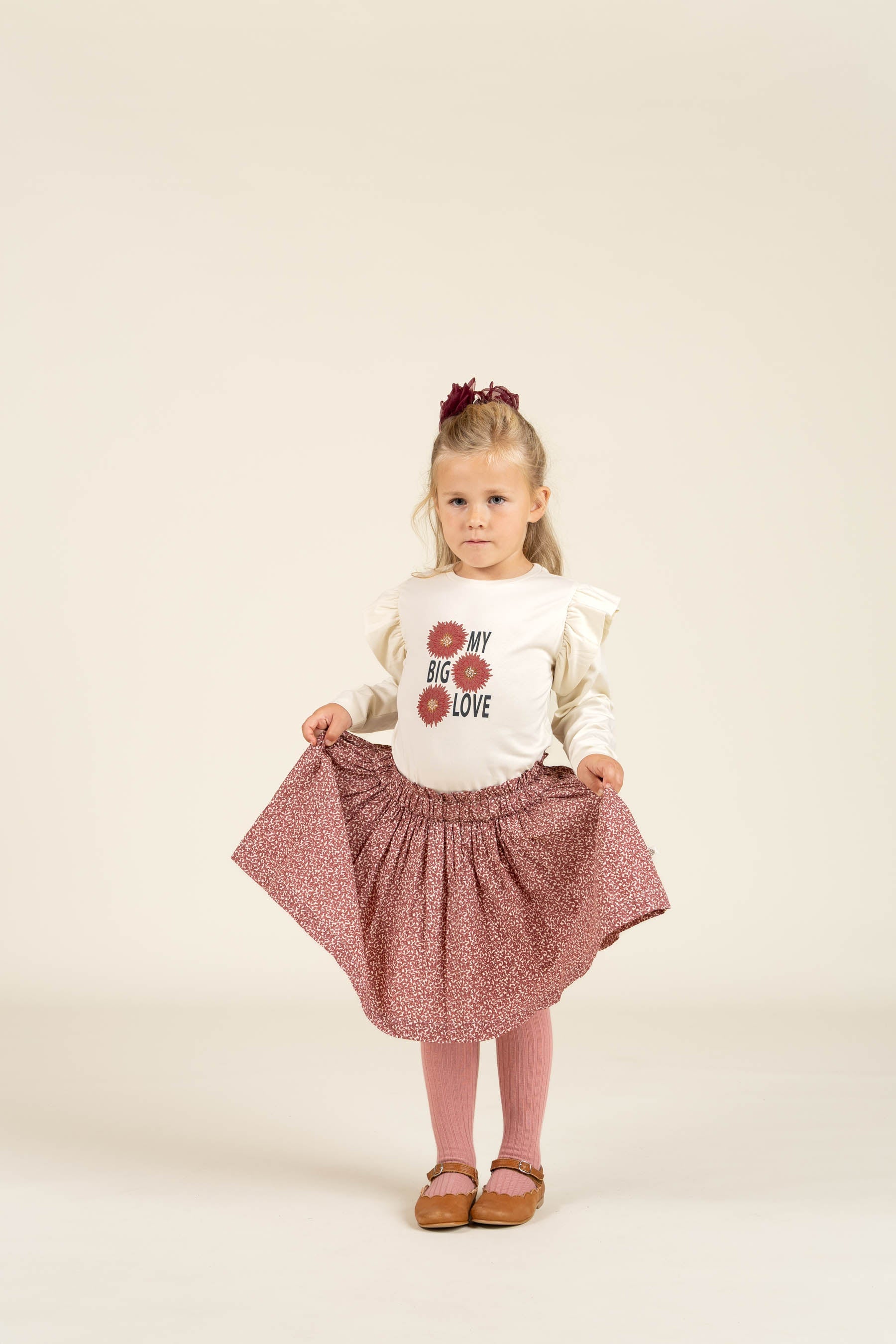 Jersey-Bluse mit Rüschenärmeln und Frontprint - Kids - Off White | 100844 Demi