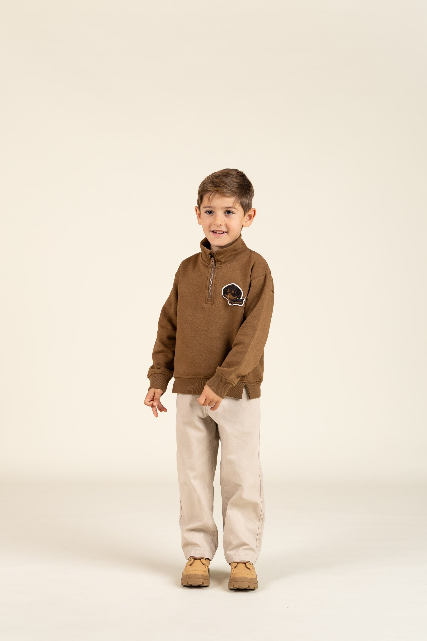 Sweatshirt mit halbem Reißverschluss - Kids - Coffee | 100808 Tristan