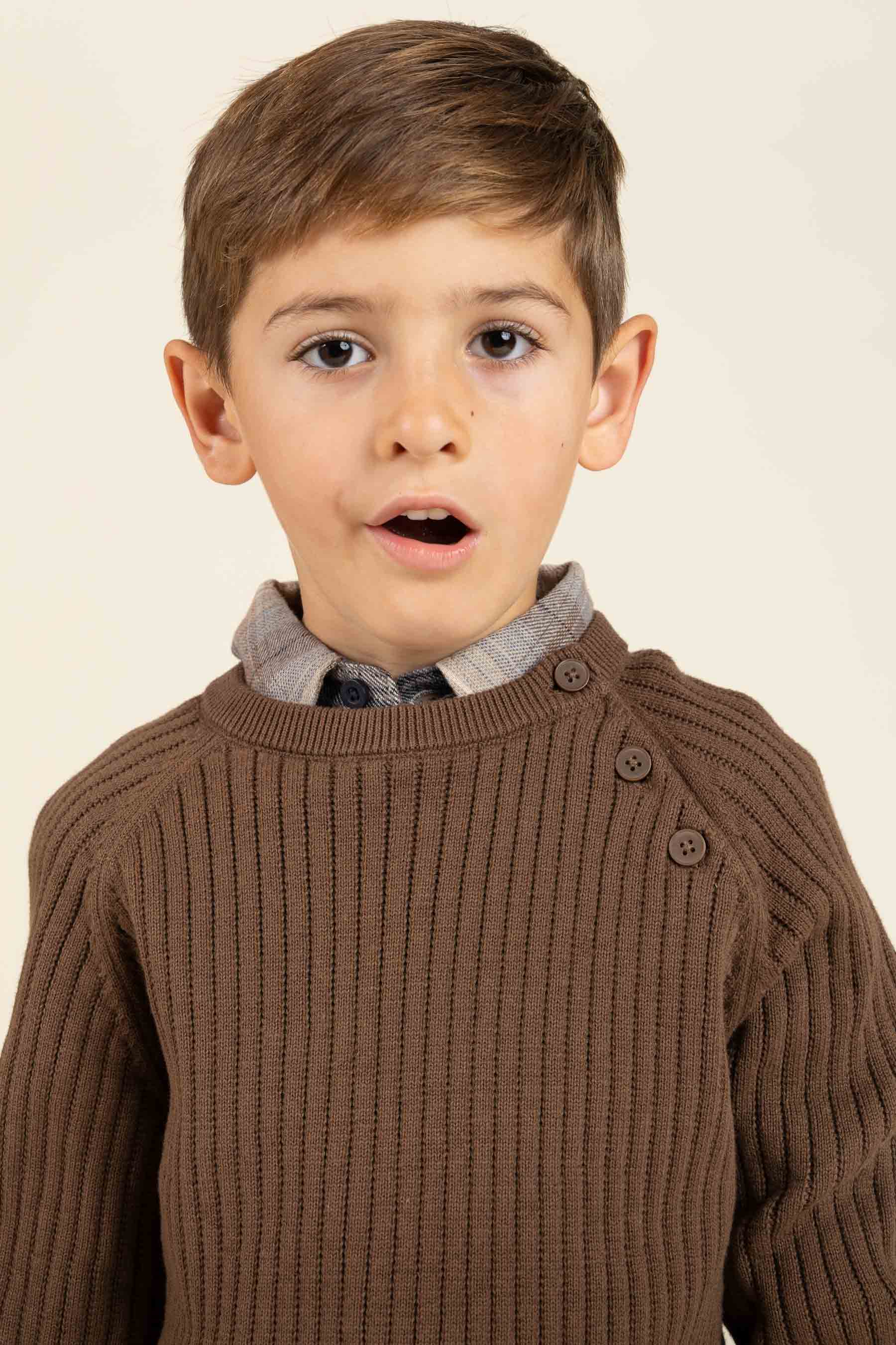 Baumwollstrickpullover - Kids - Coffee | 100691 Jett