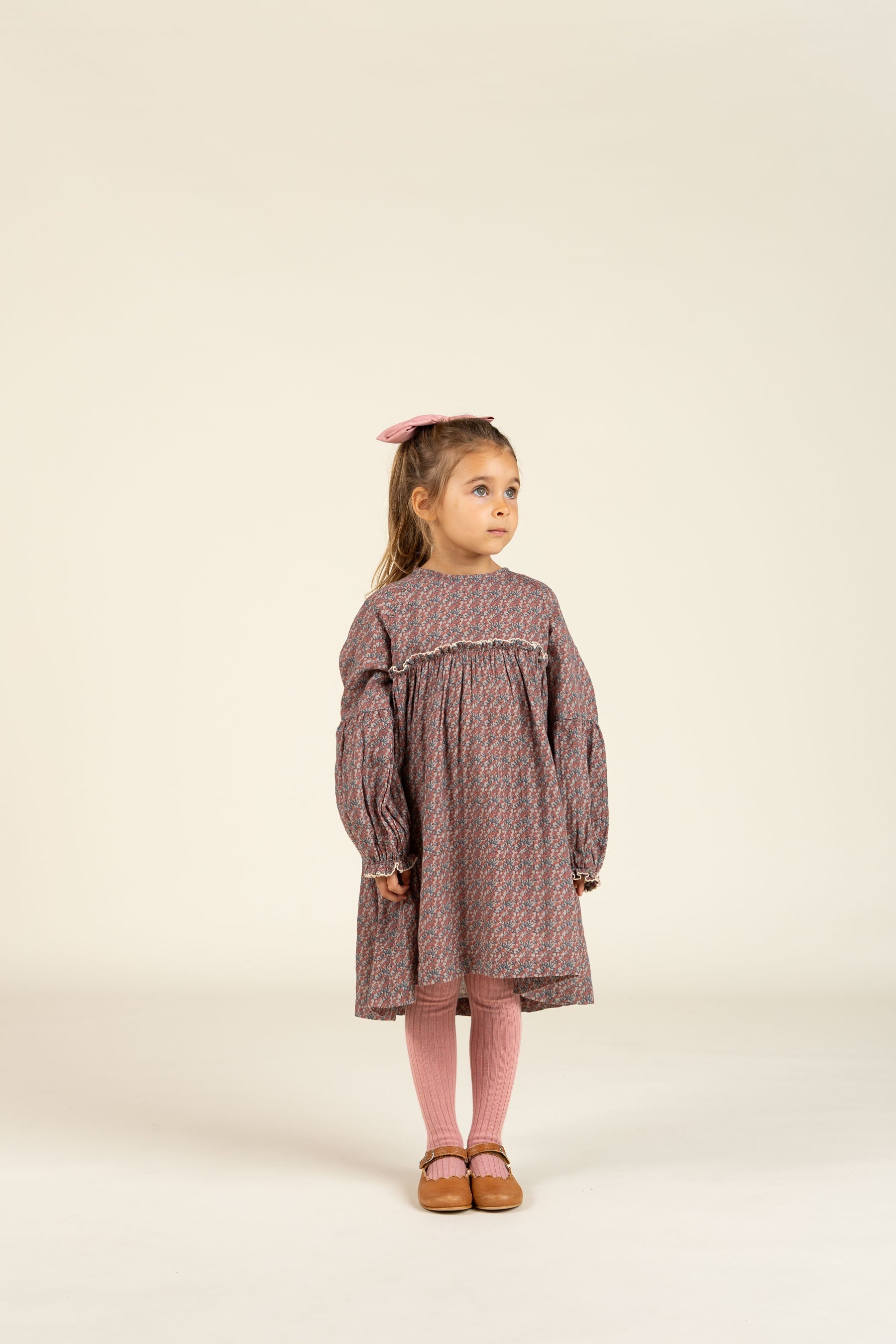 Bedrucktes Kleid aus doppelter Gaze - Kids - Rose / Green | 100728 Maggie