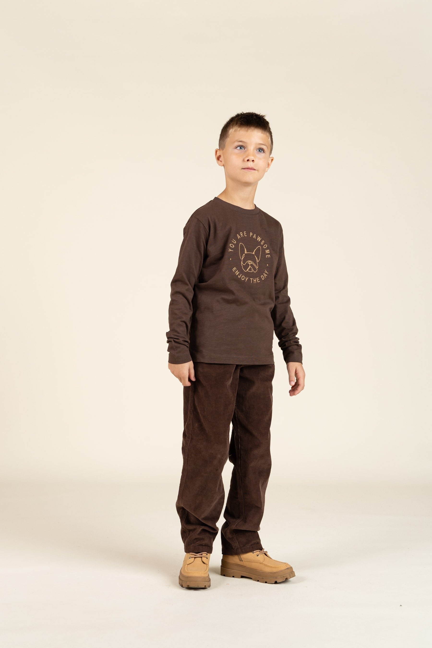 Langärmeliges T-Shirt aus Slub-Jersey - Tween - Chocolate | 100833 Kevin