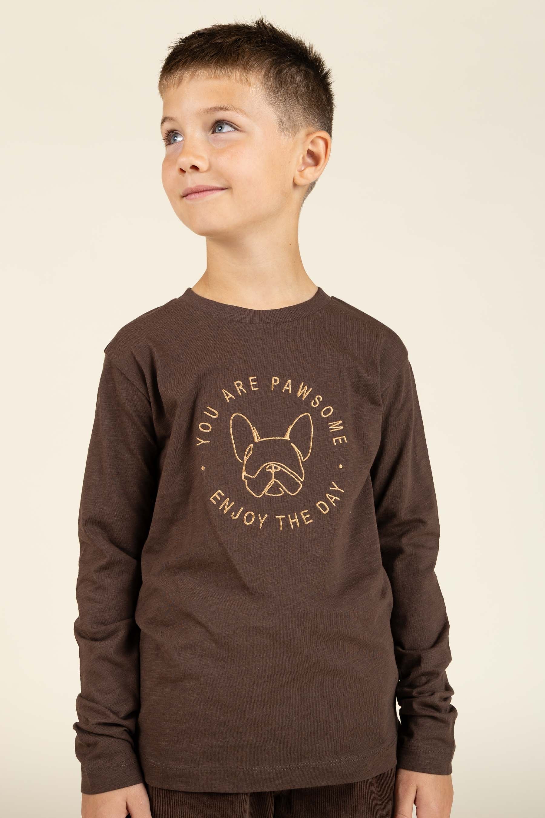 Langärmeliges T-Shirt aus Slub-Jersey - Tween - Chocolate | 100833 Kevin