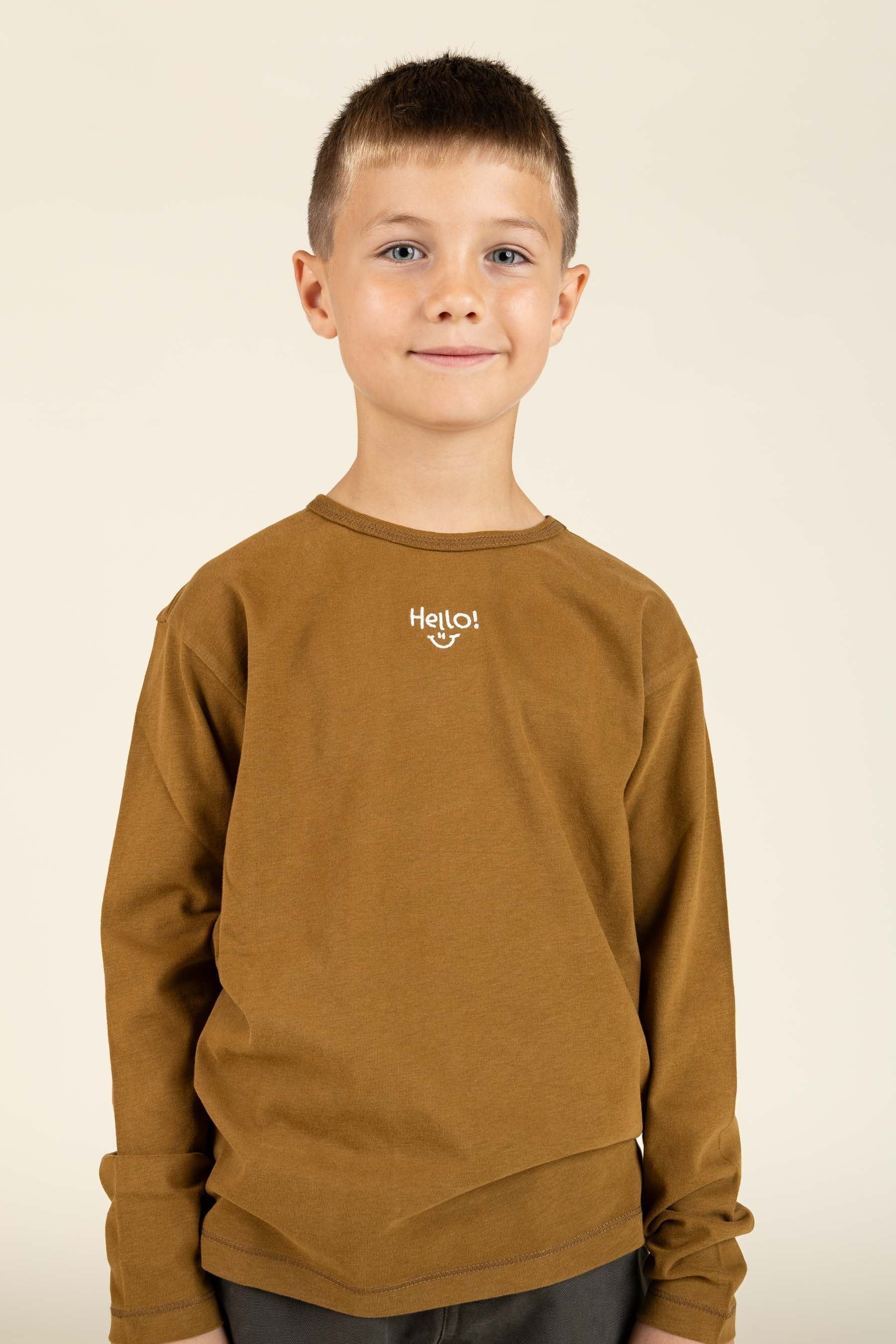 Langarm-T-Shirt mit Stickerei - Tween - Walnut | 100855 Brandon