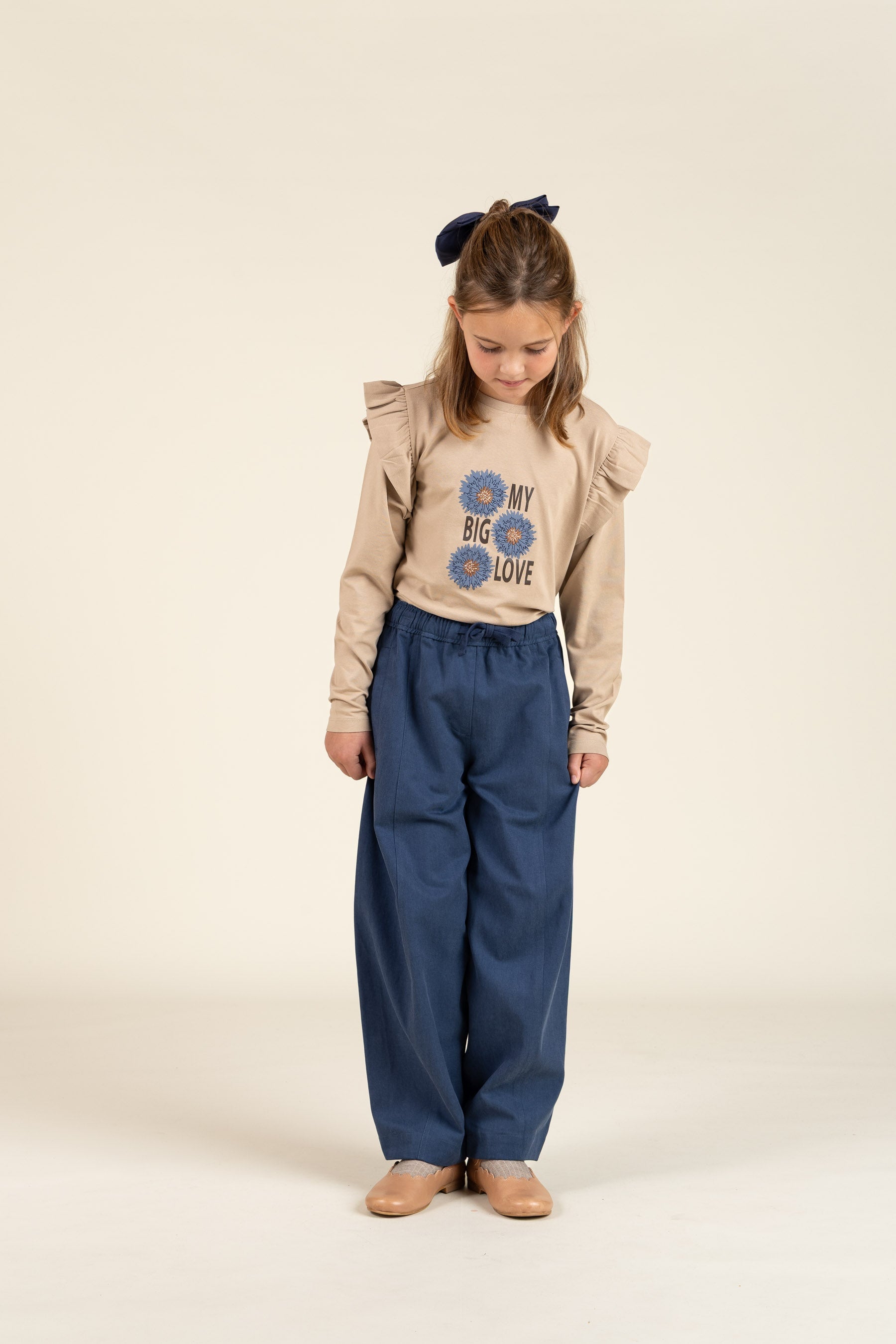 Jersey-Bluse mit Rüschenärmeln und Frontprint - Tween - Caffe Latte | 100843 Demi