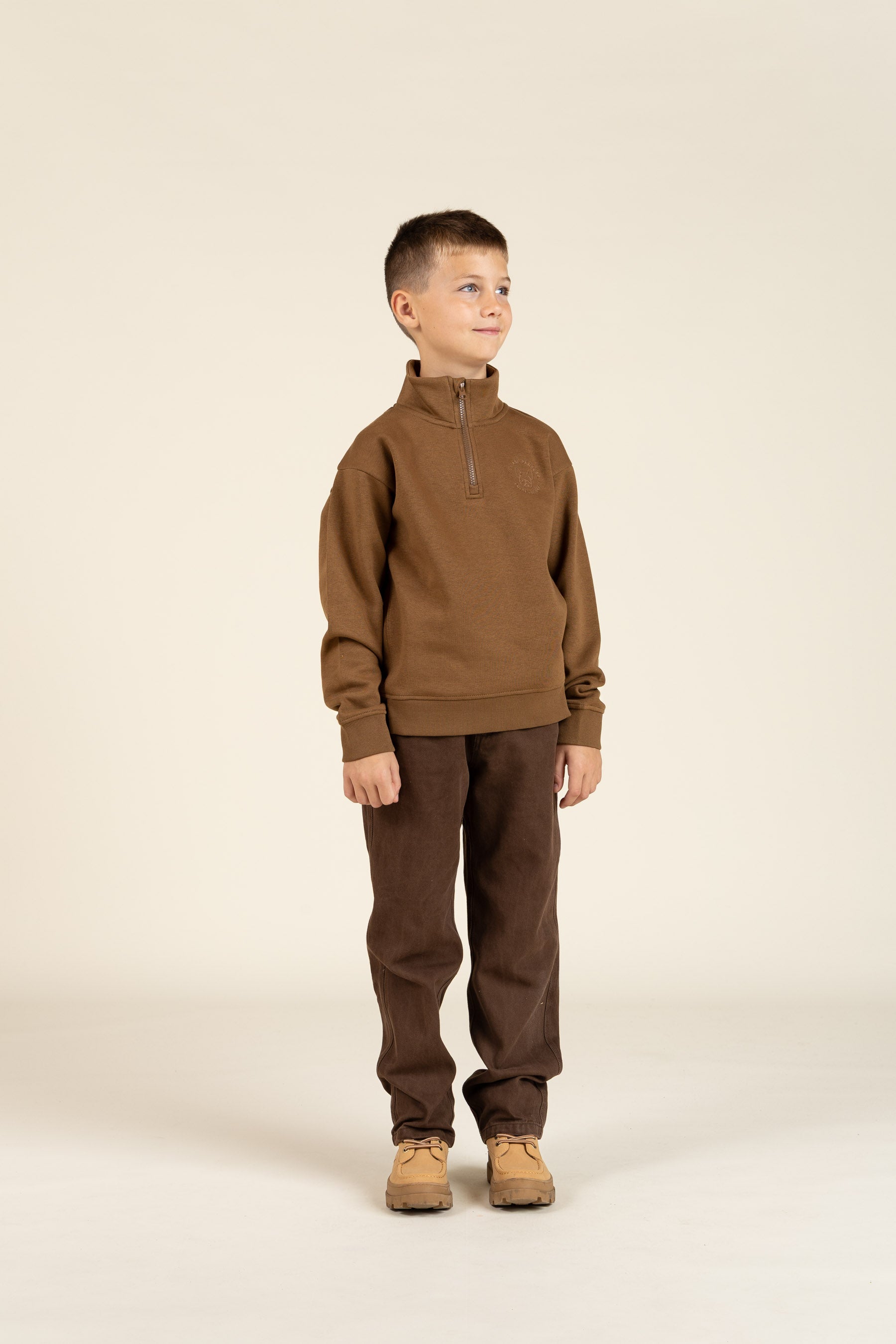 Sweatshirt mit halbem Reißverschluss - Tween - Coffee | 100809 Tristan