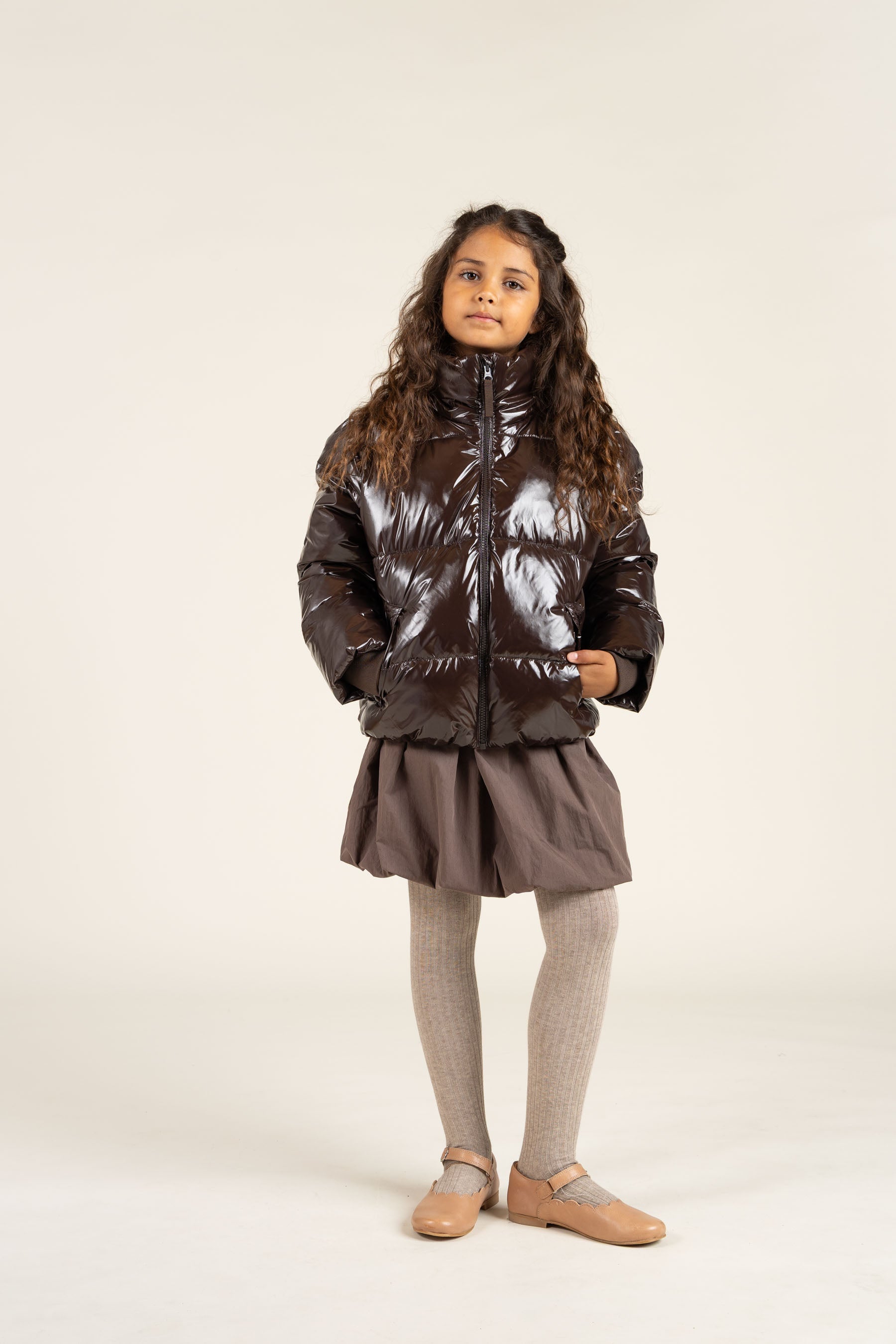 Glänzende Pufferjacke - Tween - Chocolate | 100532 Violet