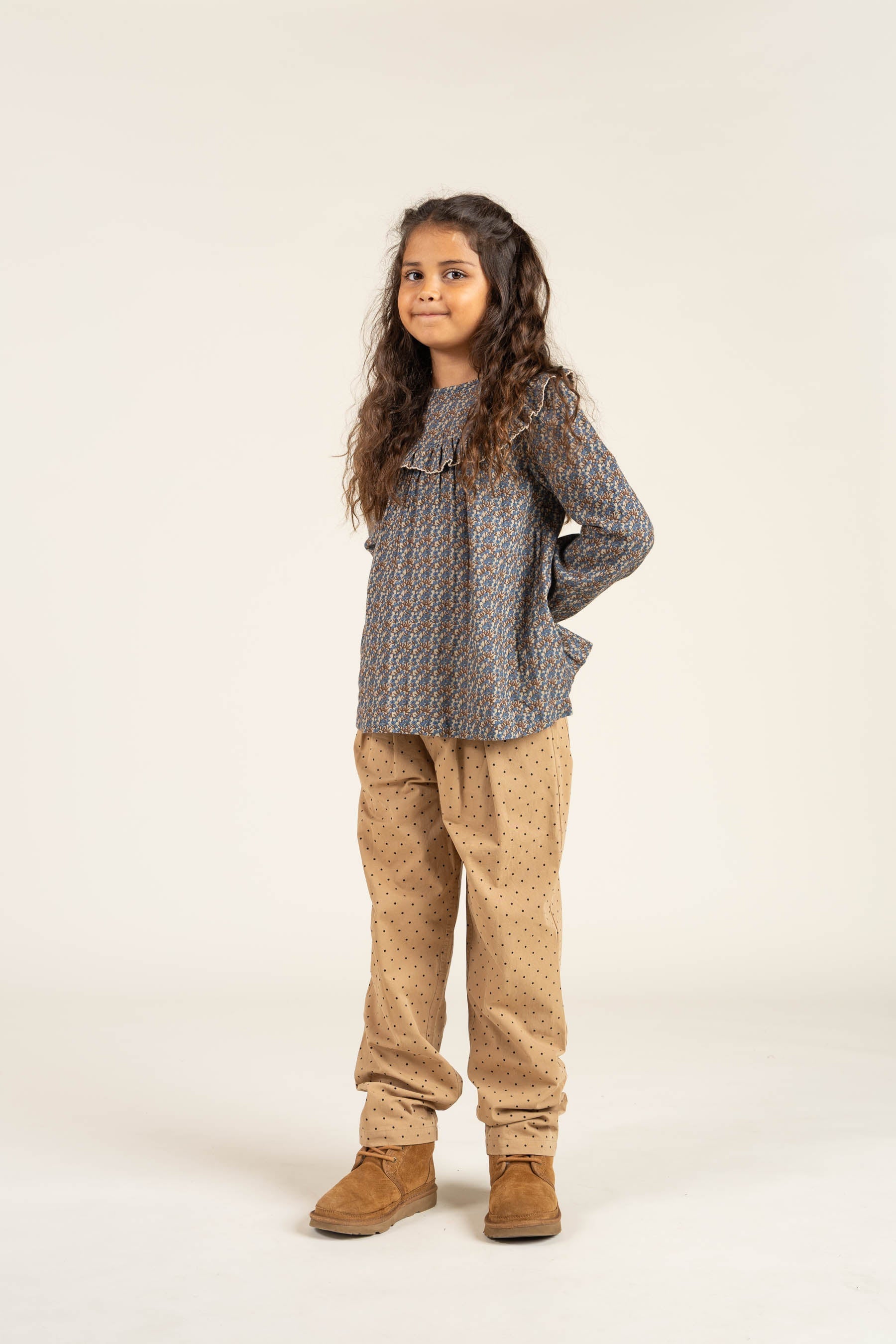 Bedruckte Zwei-Wege-Bluse aus doppelter Gaze - Tween - Blue / Brown | 100730 Maggie