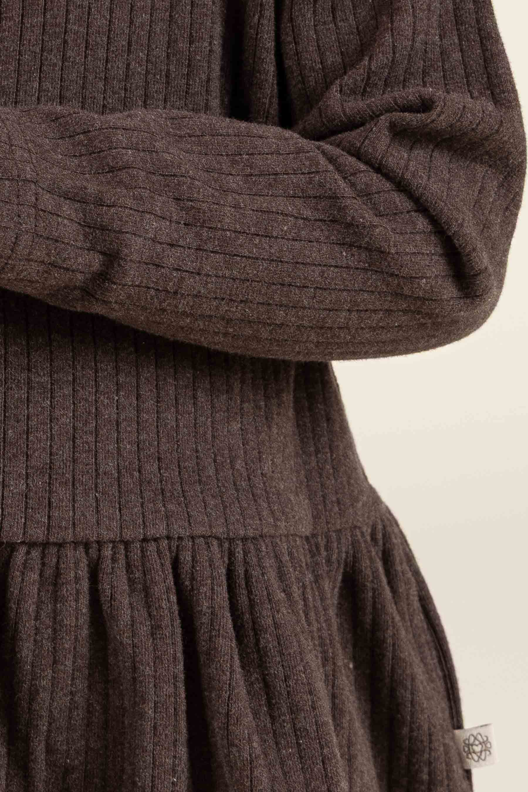 Weiche Ripp-Bluse mit Schößchen - Kids - Chocolate Melange | 100699 Alana