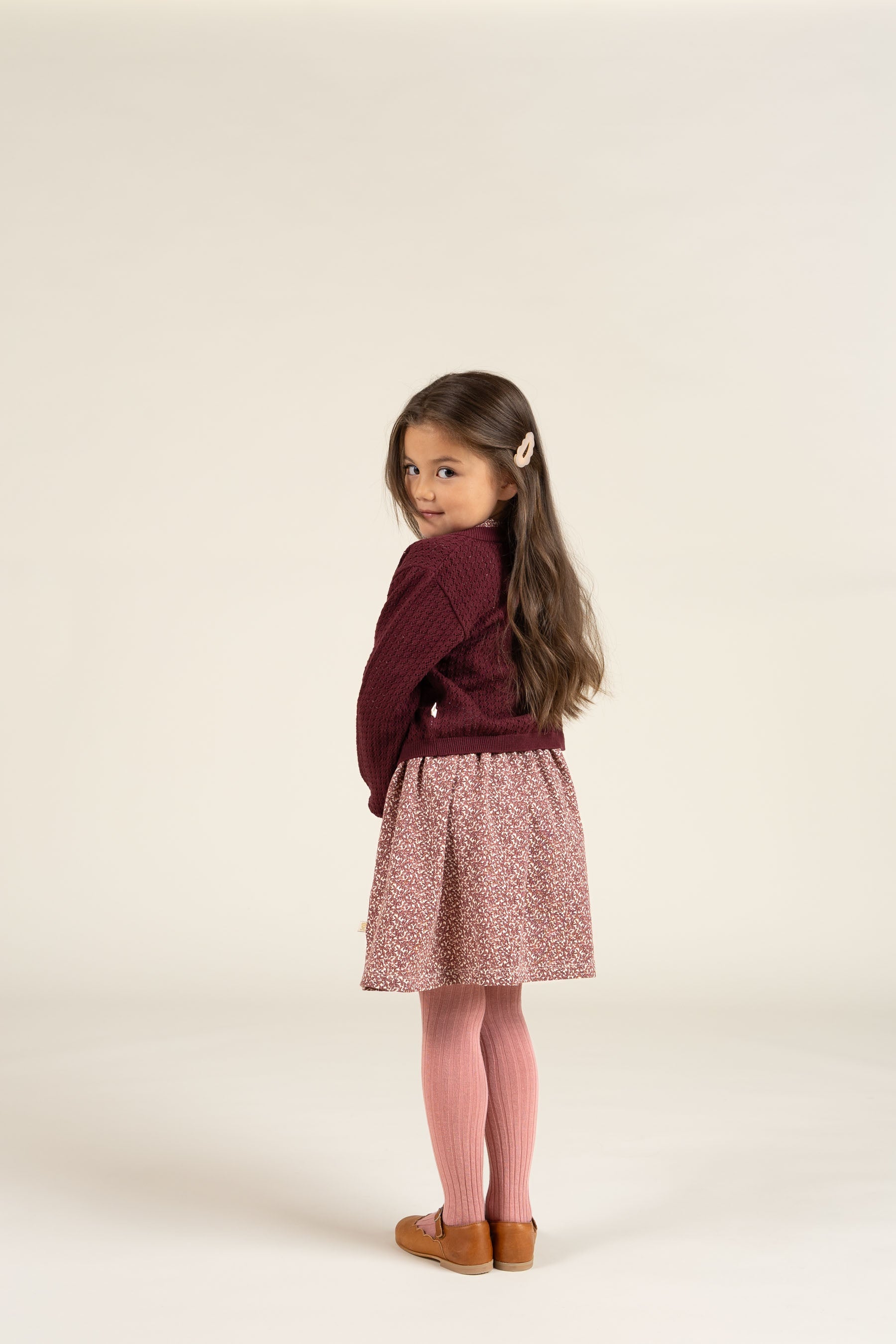 Baumwoll-Pointelle-Strickjacke - Kids - Burgundy | 100685 Esme