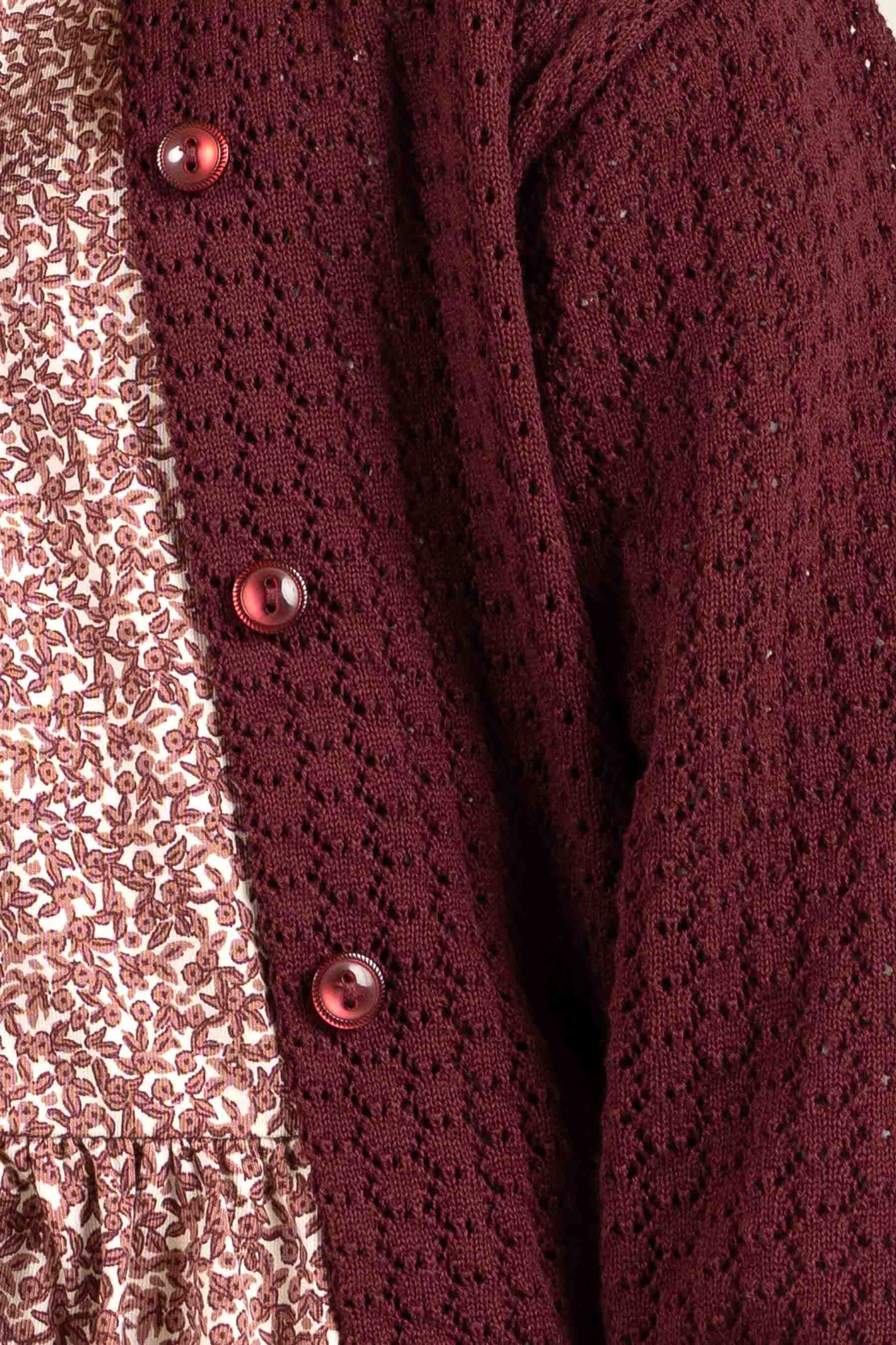 Baumwoll-Pointelle-Strickjacke - Kids - Burgundy | 100685 Esme