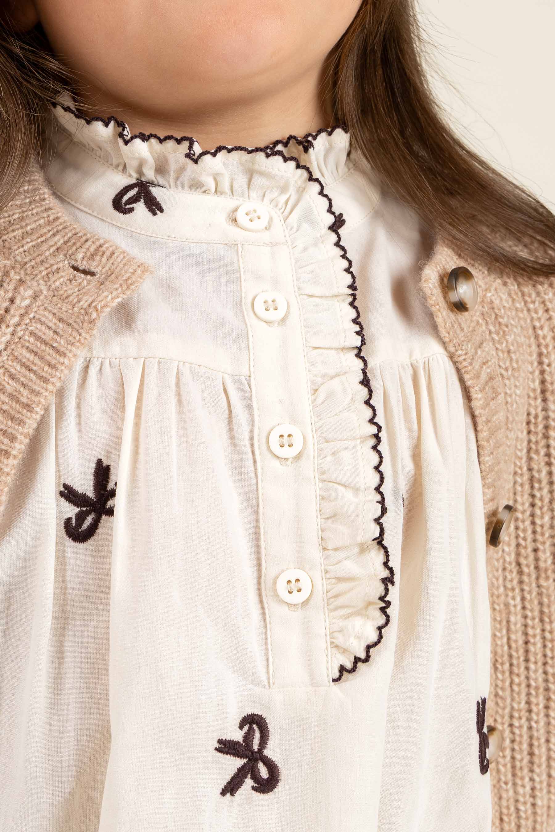 Popeline-Bluse mit Stickerei - Kids - Off White | 100673 Adison