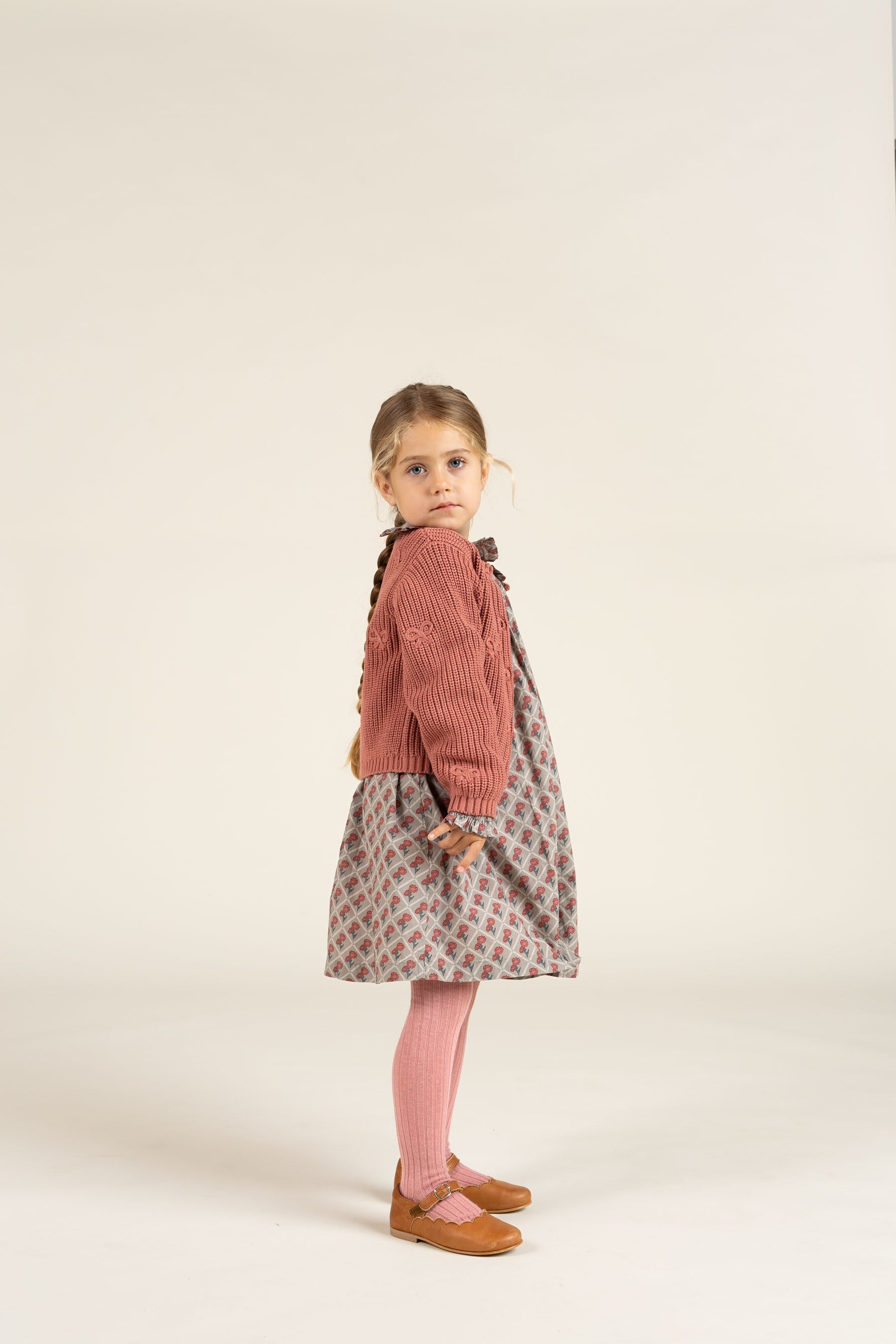 Baumwollstrickjacke mit Schleifen - Kids - Old Rose | 100792 Freya