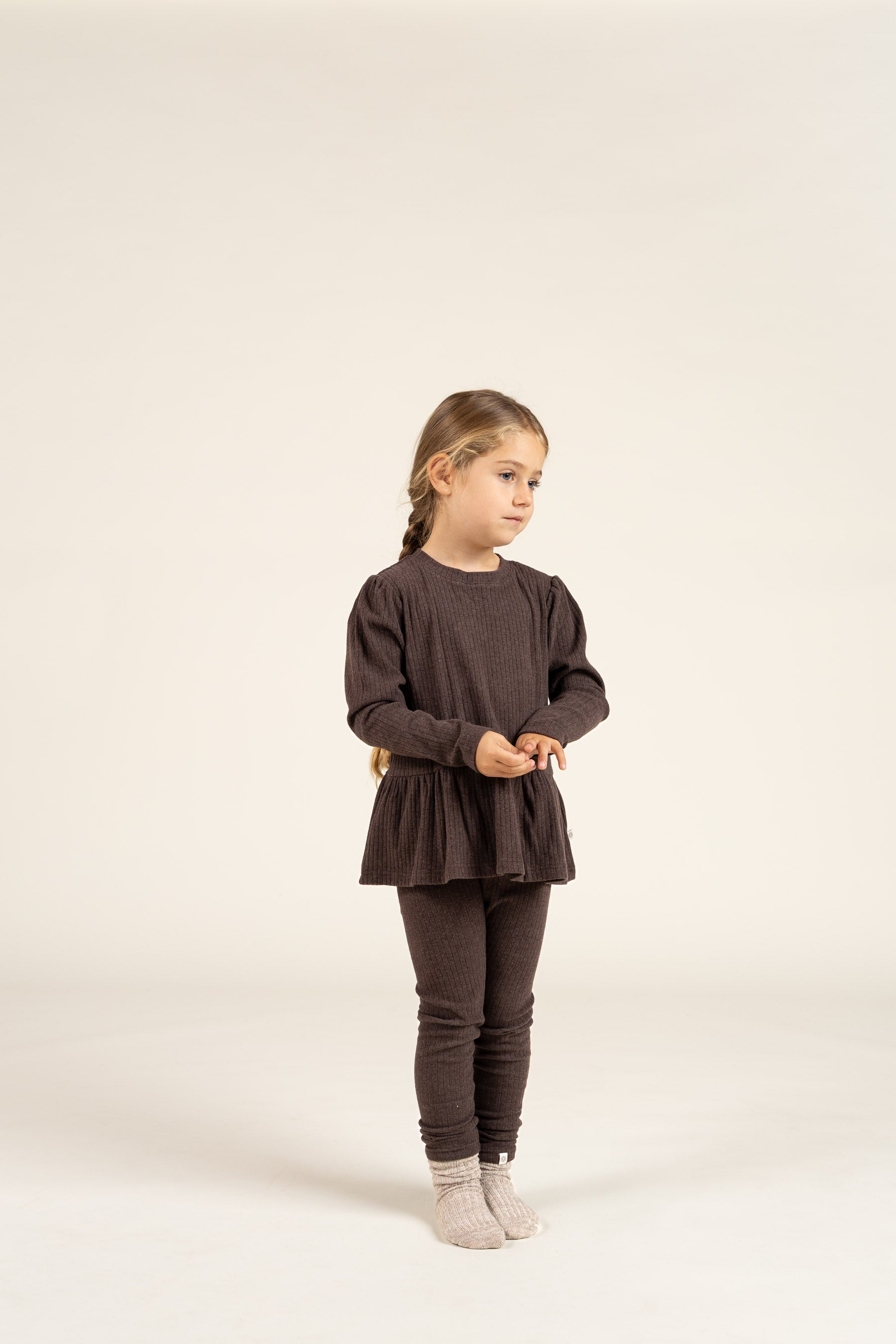 Weiche Ripp-Leggings - Kids - Chocolate Melange | 100697 Alana