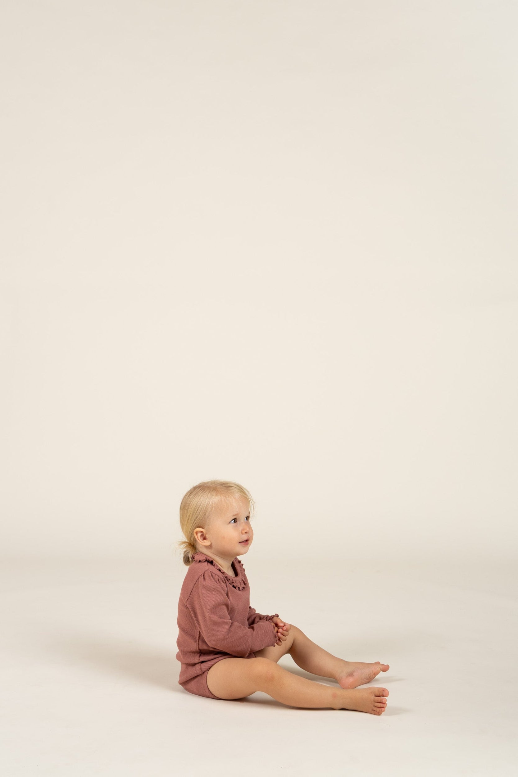 Langärmeliger Body aus Modalripp mit Picot-Rand - Kids - Old Rose | 100575 Mia