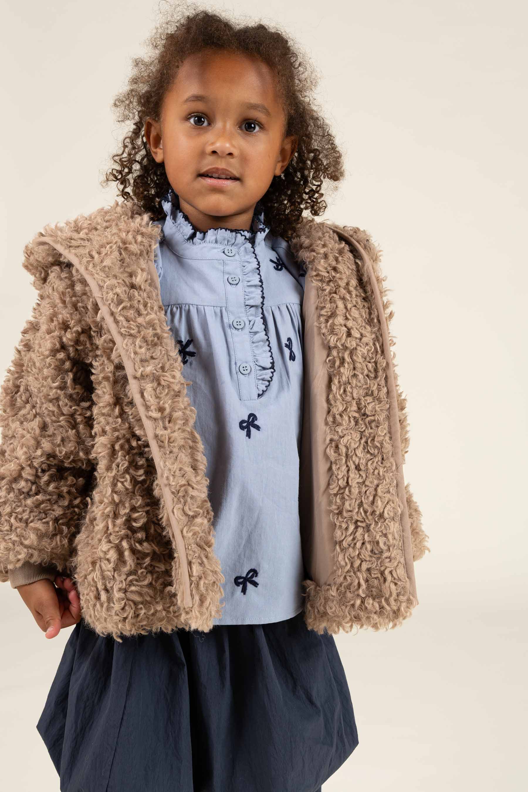 Popeline-Bluse mit Stickerei - Kids - Blue | 100675 Adison