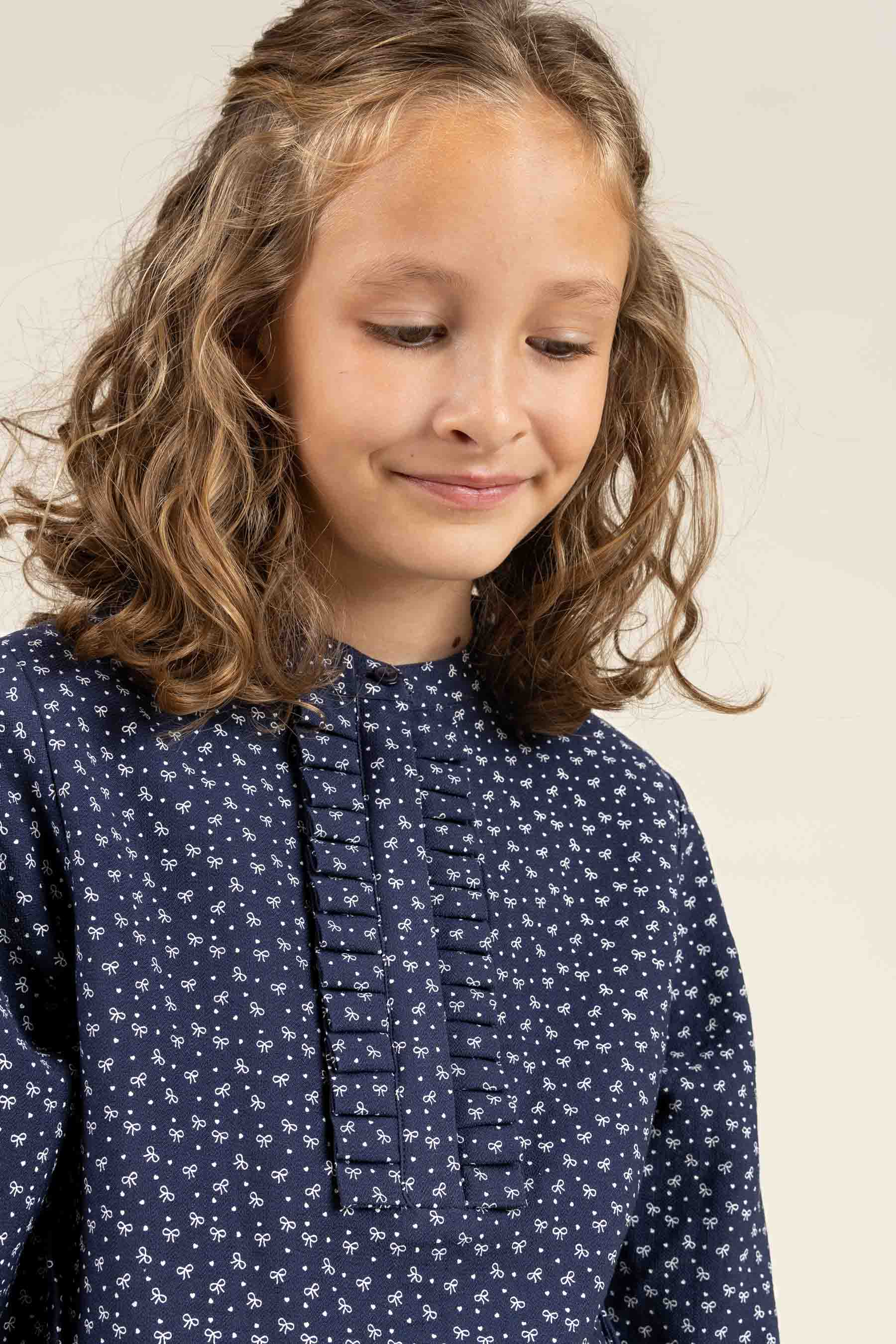 Bedruckte Hemdbluse aus Krepp-Viskose - Tween - Navy | 100658 Ana