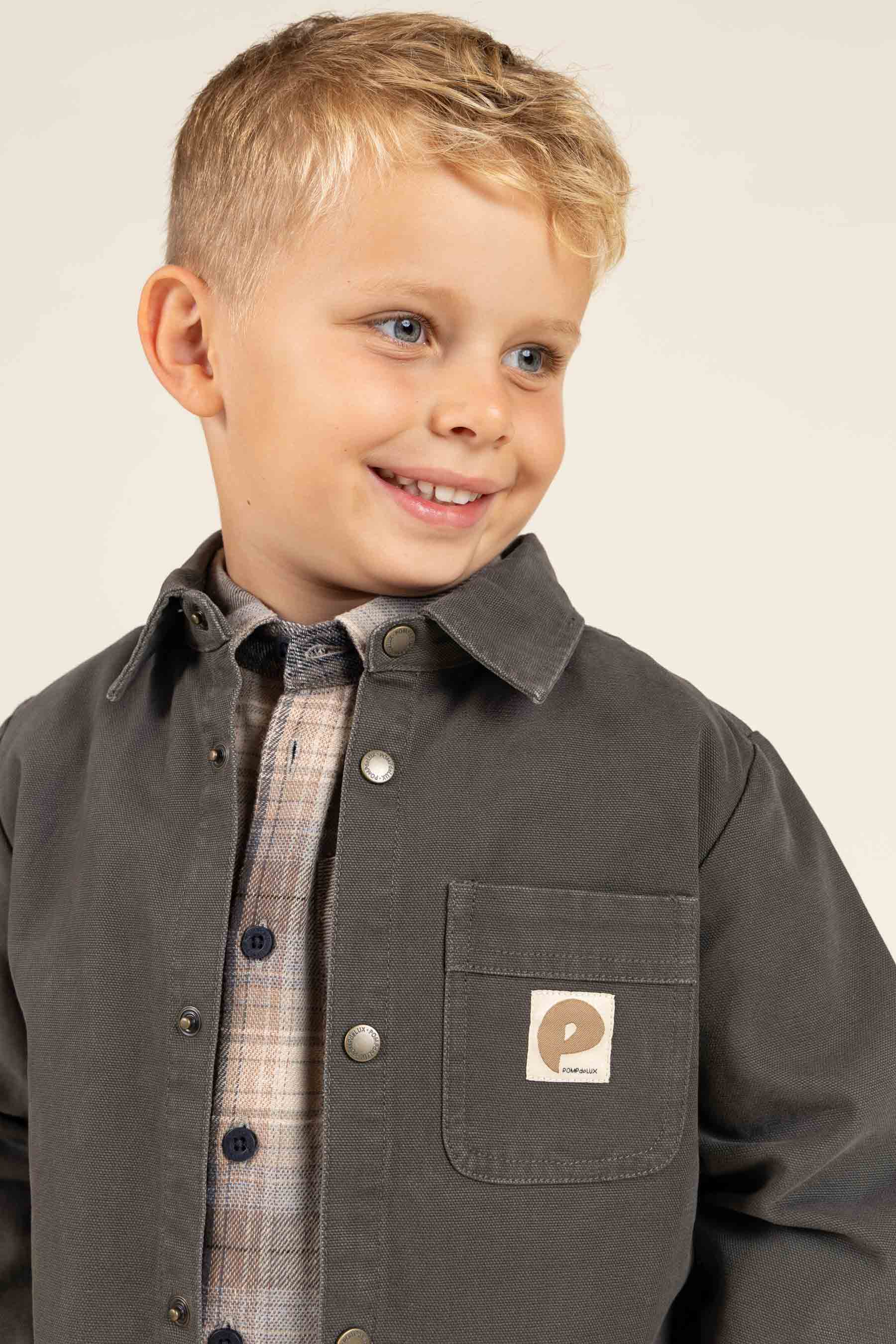 Kariertes Flanellhemd mit Rippbündchen - Kids - Brown Navy Check | 100529 Henry