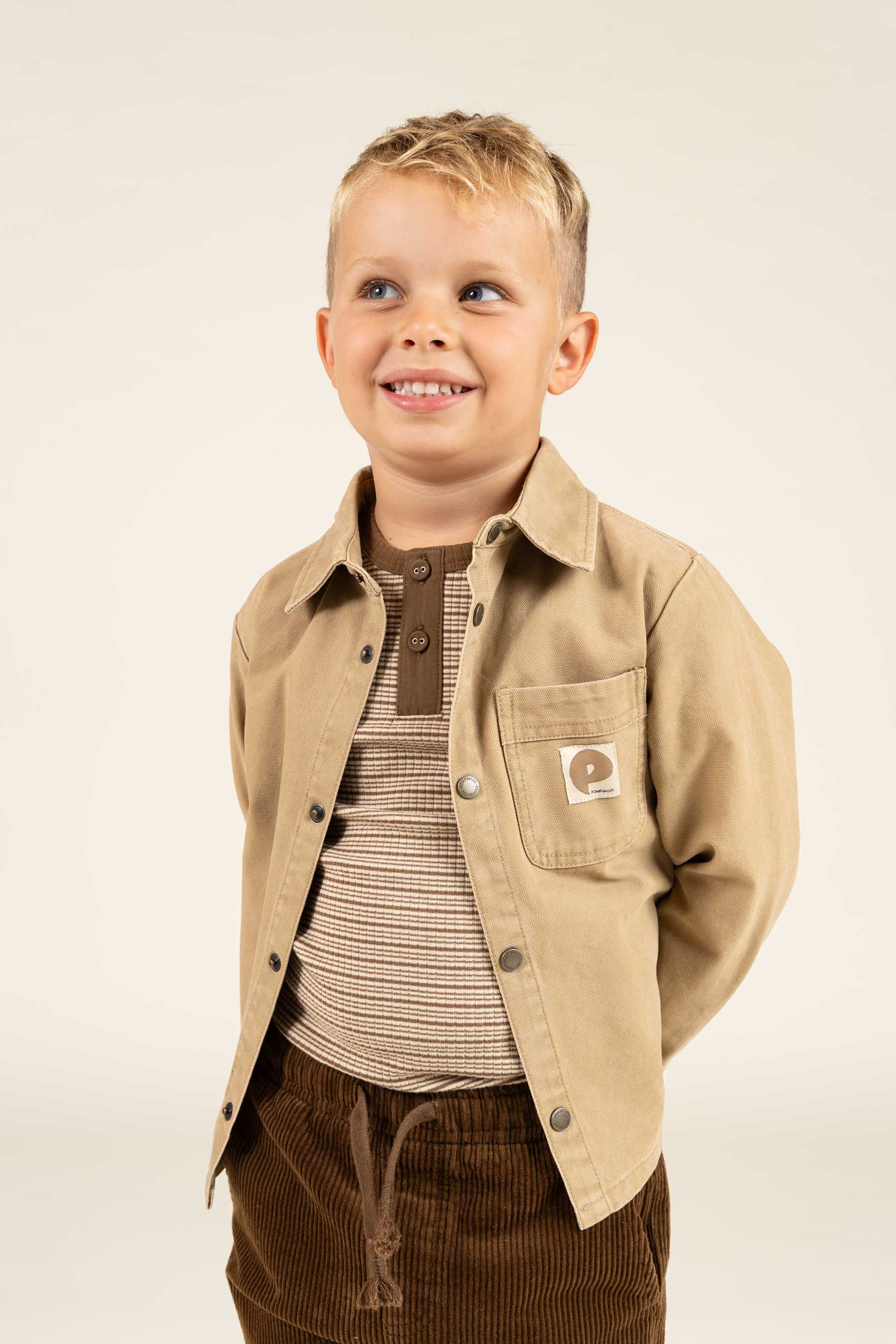 Langärmeliges T-Shirt aus Baumwollripp - Kids - Coffee Stripe | 100564 Manson