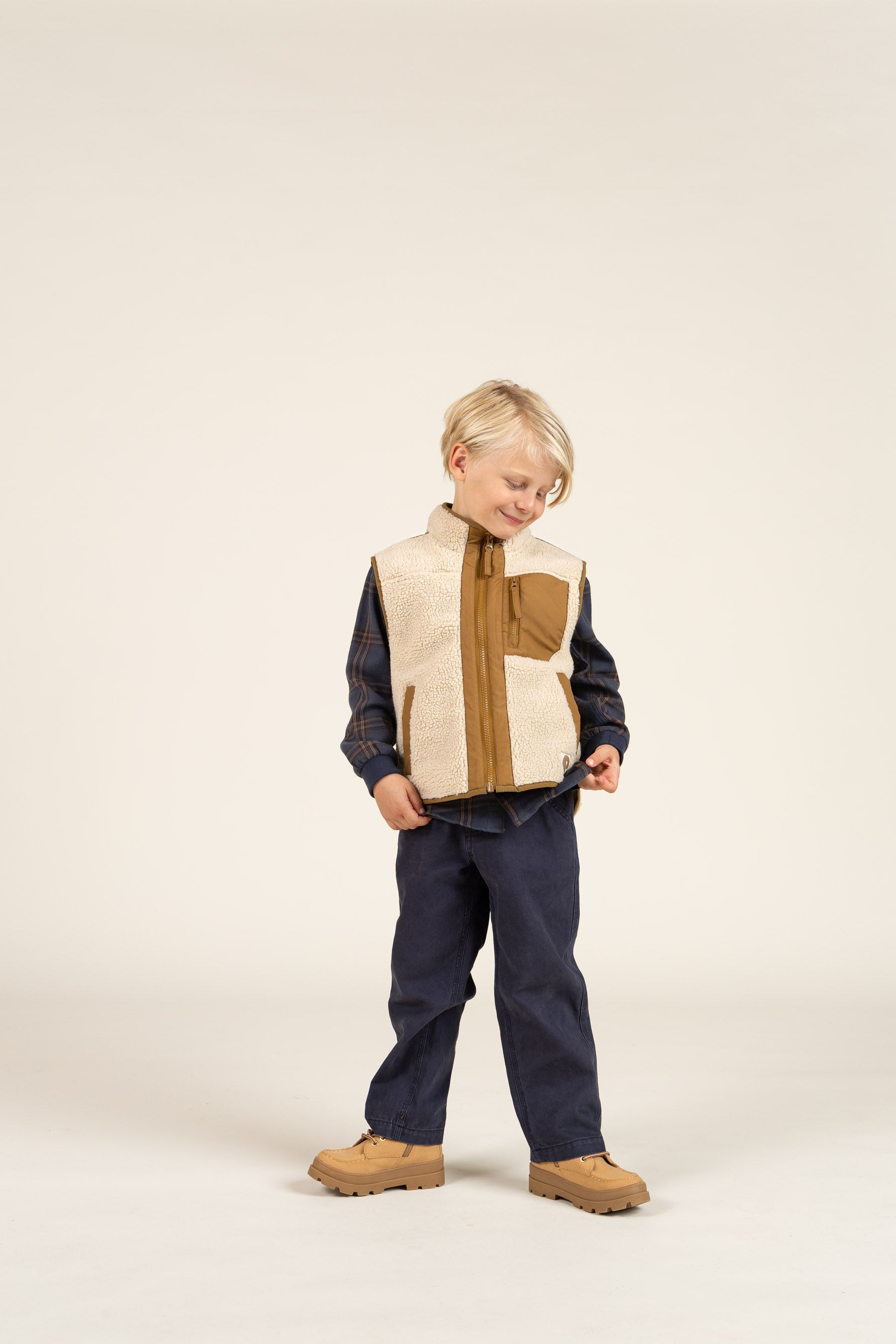 Kariertes Flanellhemd mit Rippbündchen - Kids - Navy Check | 100530 Henry