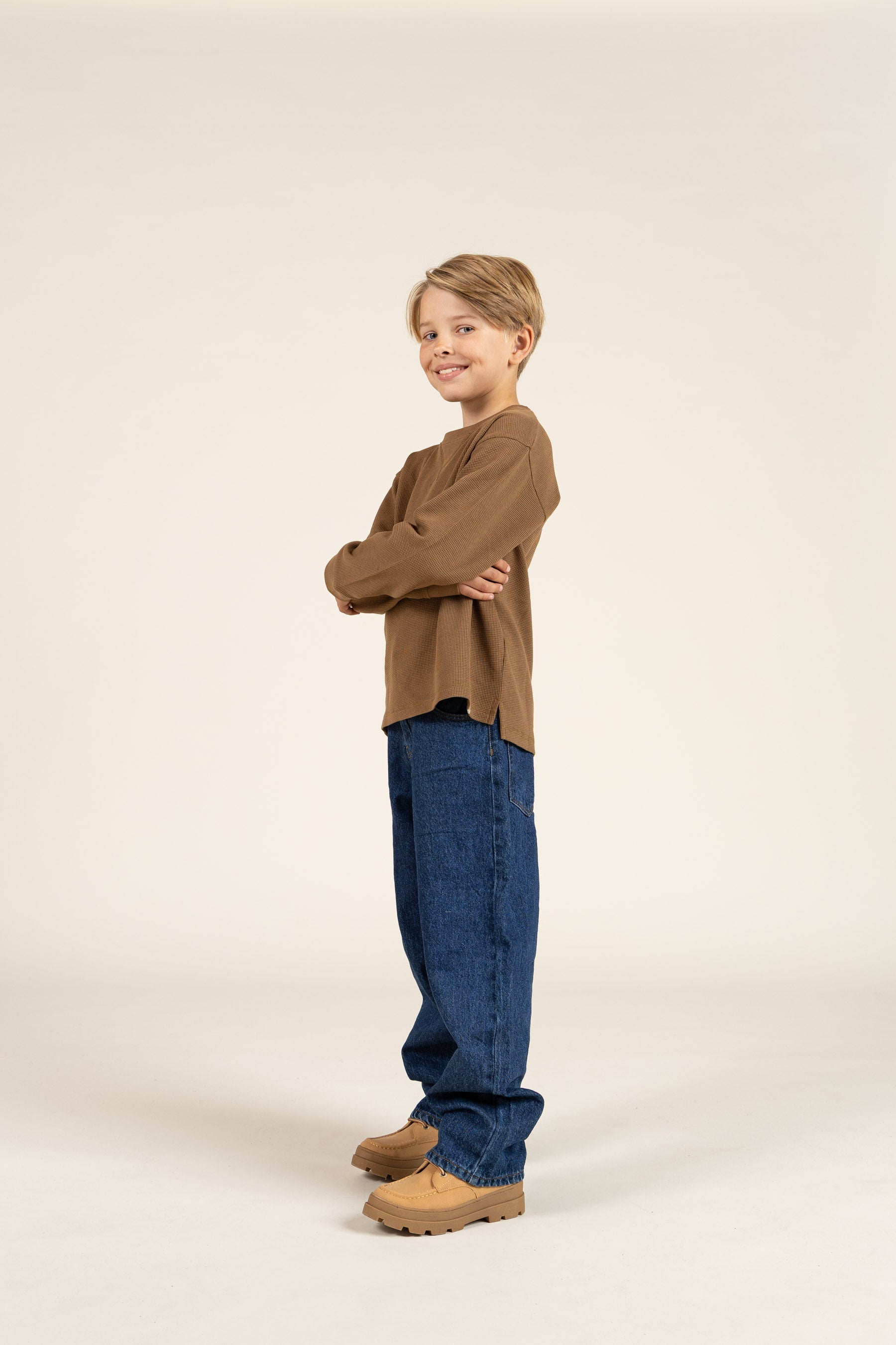 Texturiertes Langarm-T-Shirt - Tween - Coffee | 100706 Malthe