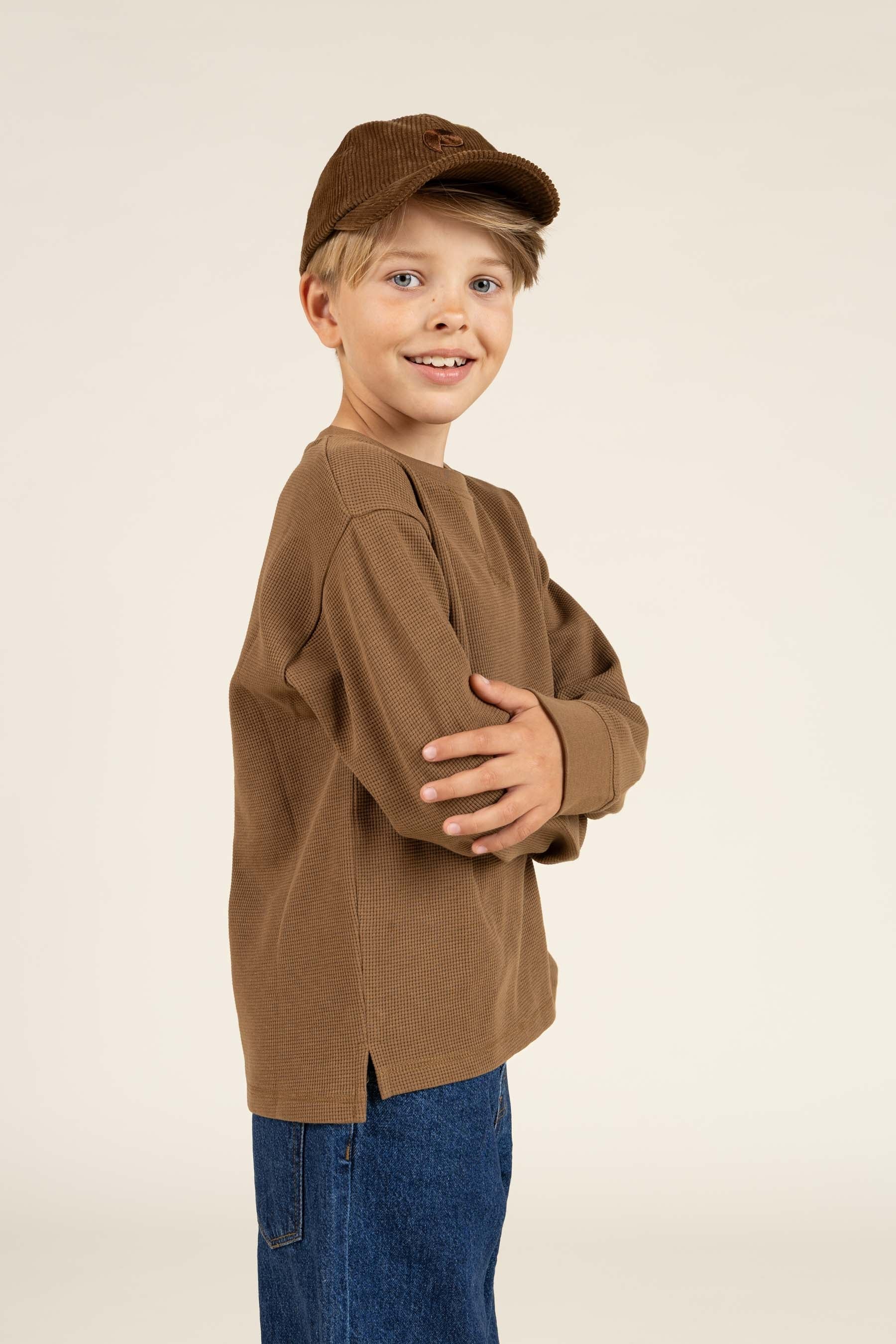 Texturiertes Langarm-T-Shirt - Tween - Coffee | 100706 Malthe
