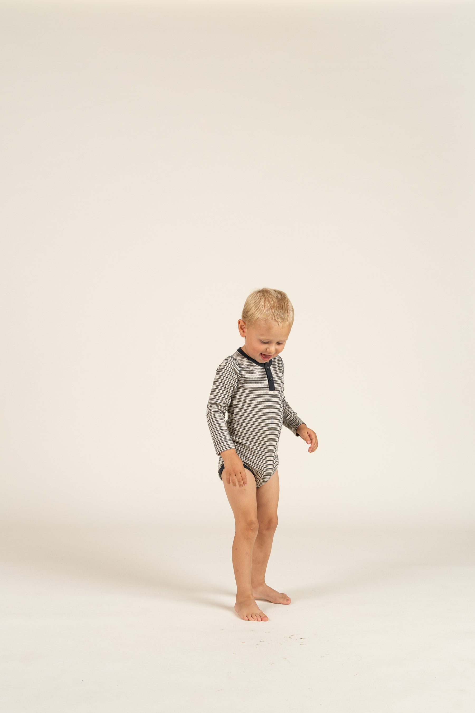 Langärmeliger Baumwoll-Ripp-Body - Kids - Forest Green Stripe | 100558 Manson