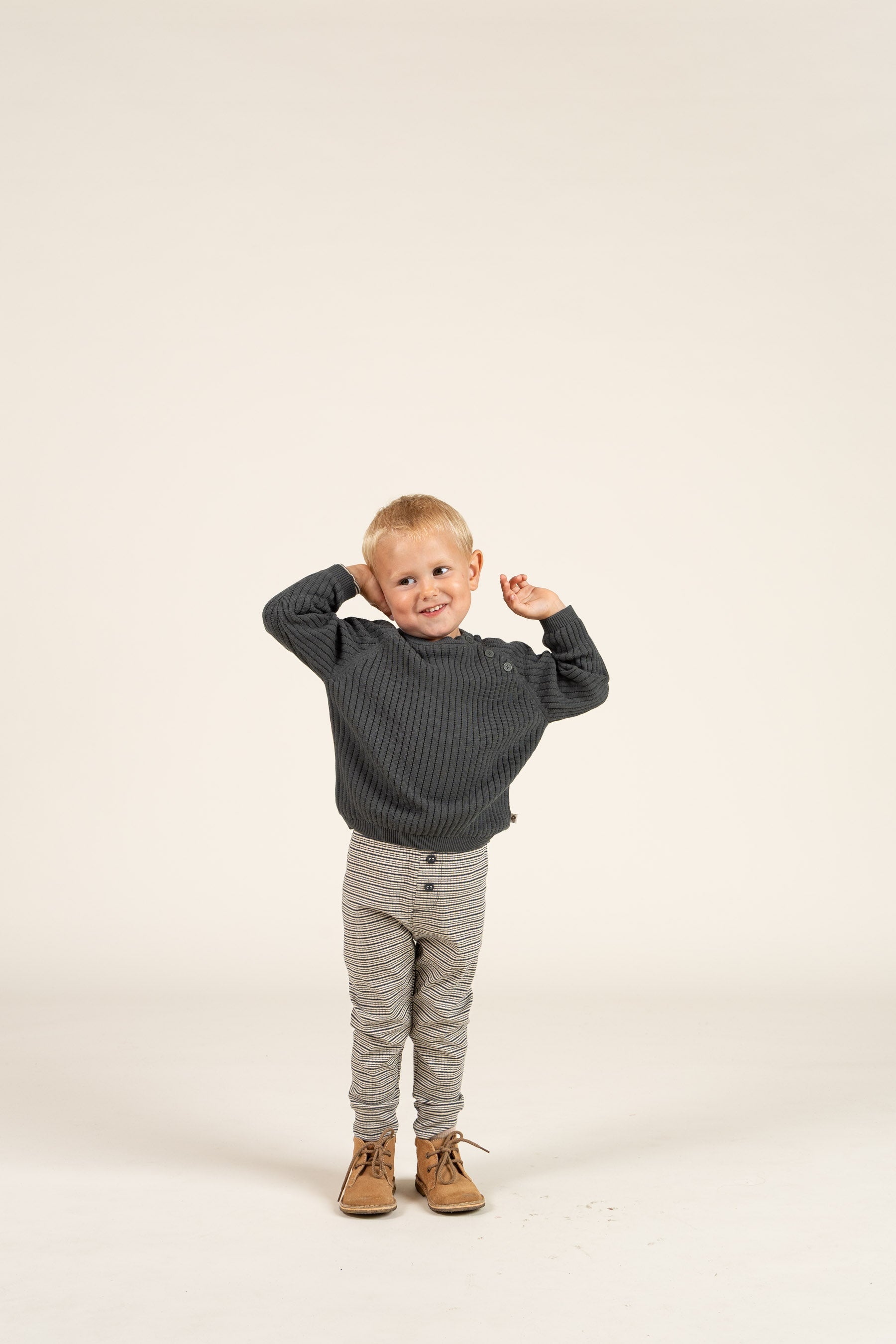 Baumwoll-Ripphose - Kids - Forest Green Stripe | 100570 Manson