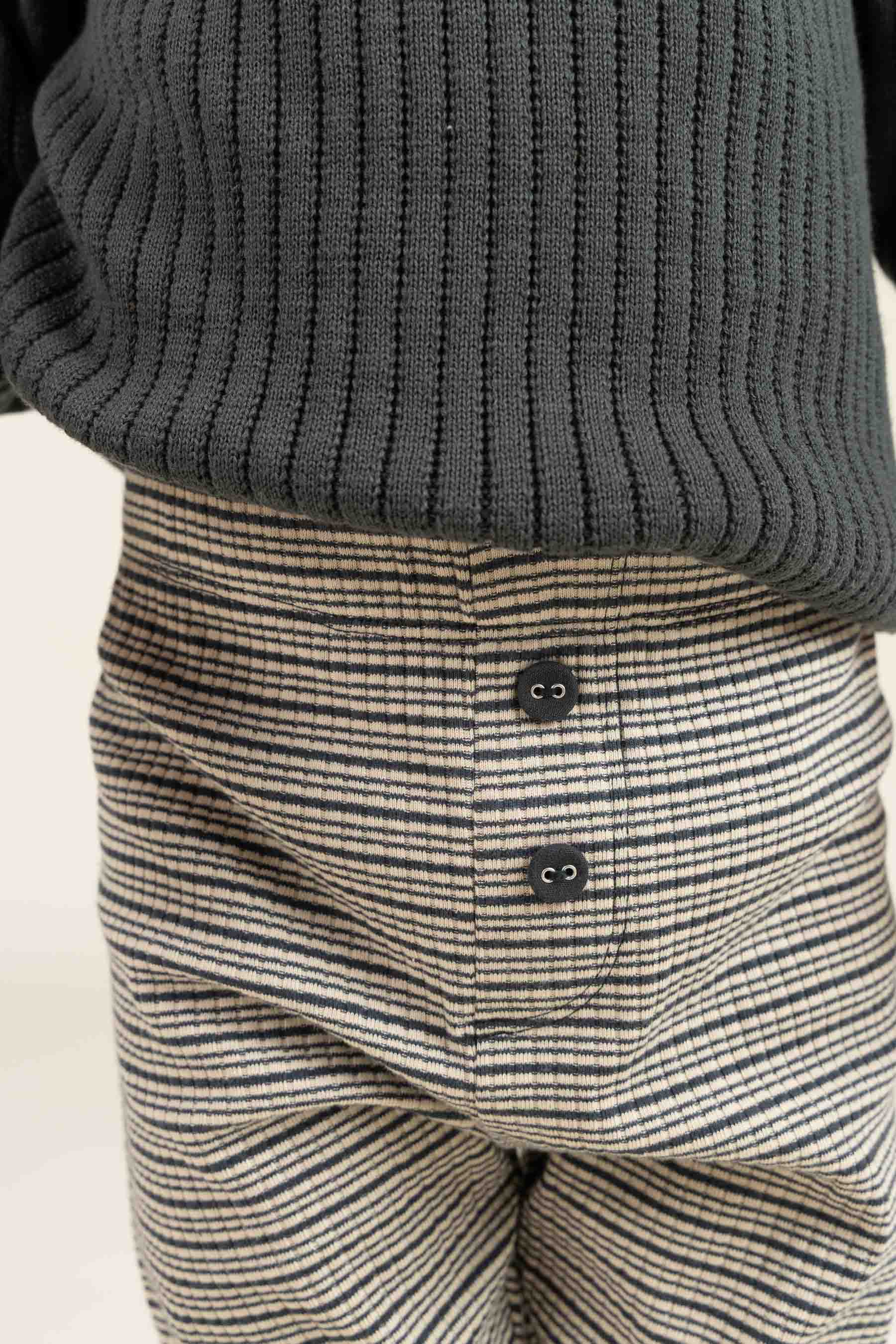 Baumwoll-Ripphose - Kids - Forest Green Stripe | 100570 Manson