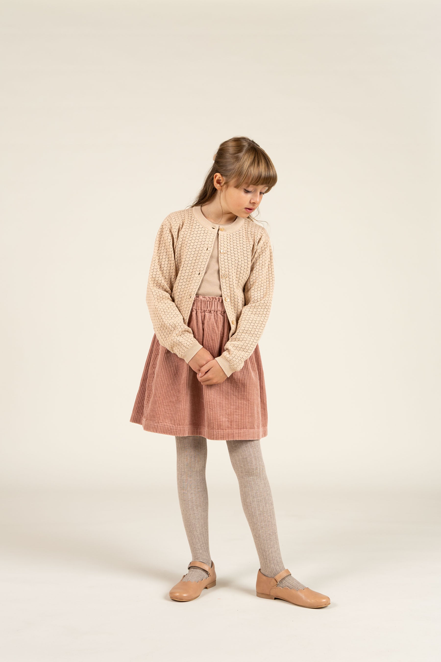 Baumwoll-Pointelle-Strickjacke - Tween - Caffe Latte | 100684 Esme