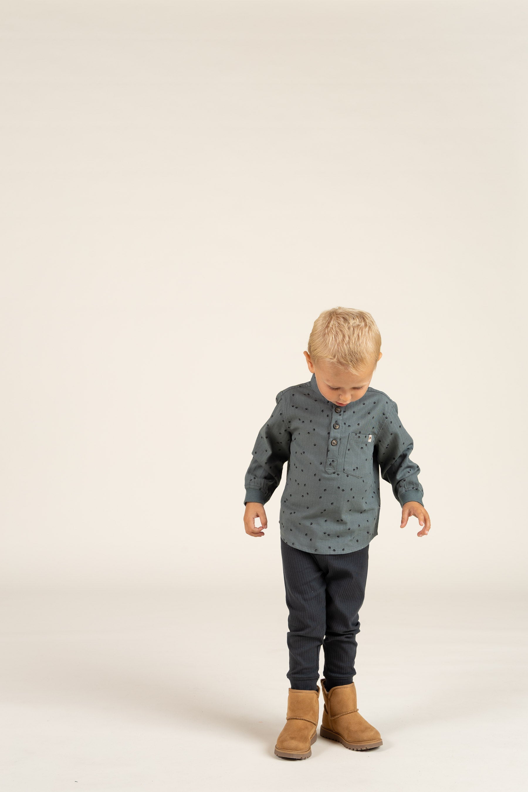 Hemd aus Baumwolle mit Druck - Kids - Dark Dusty Green | 100761 Edward