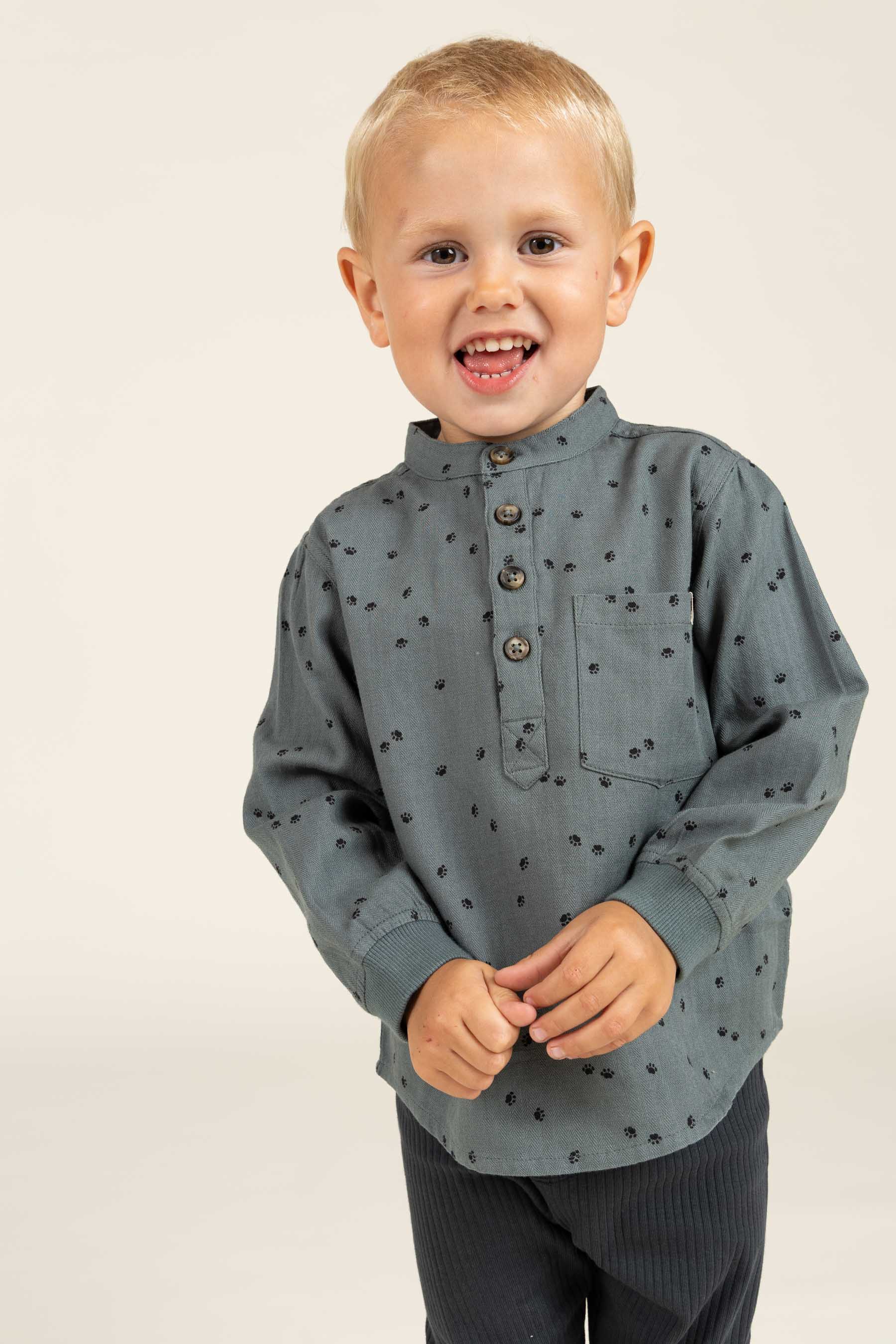 Hemd aus Baumwolle mit Druck - Kids - Dark Dusty Green | 100761 Edward