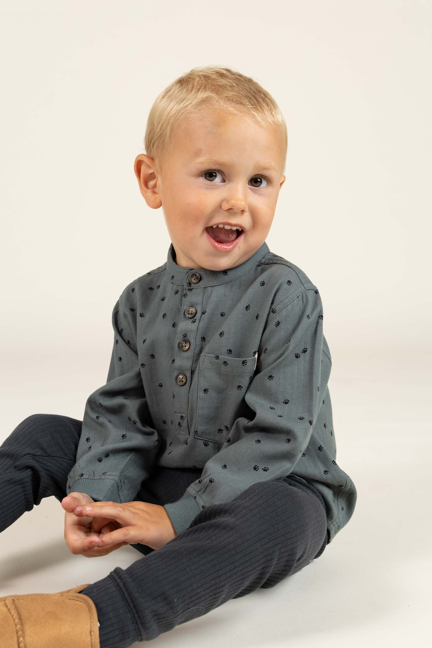 Hemd aus Baumwolle mit Druck - Kids - Dark Dusty Green | 100761 Edward