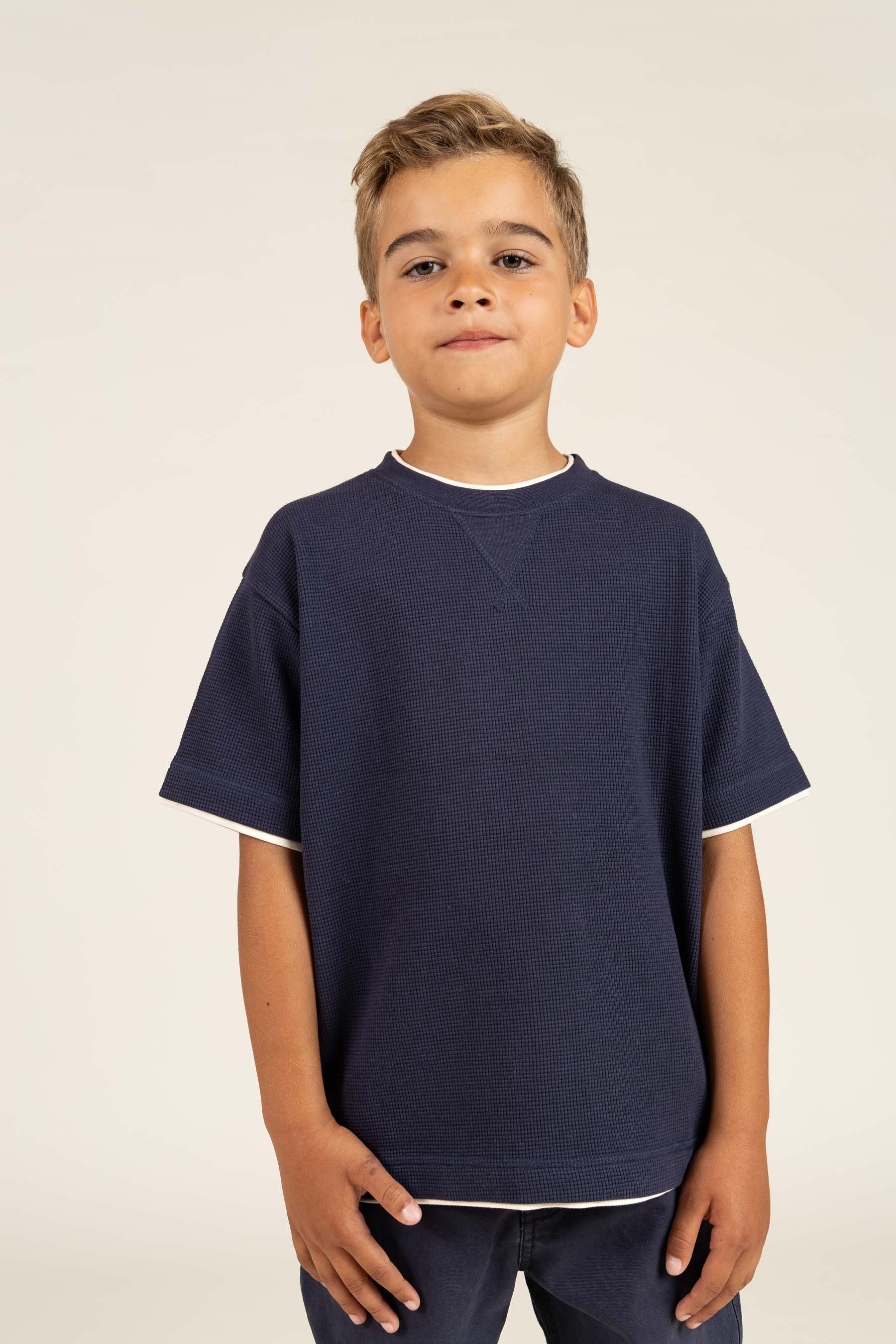 Texturiertes T-Shirt - Tween - Navy | 100710 Malthe