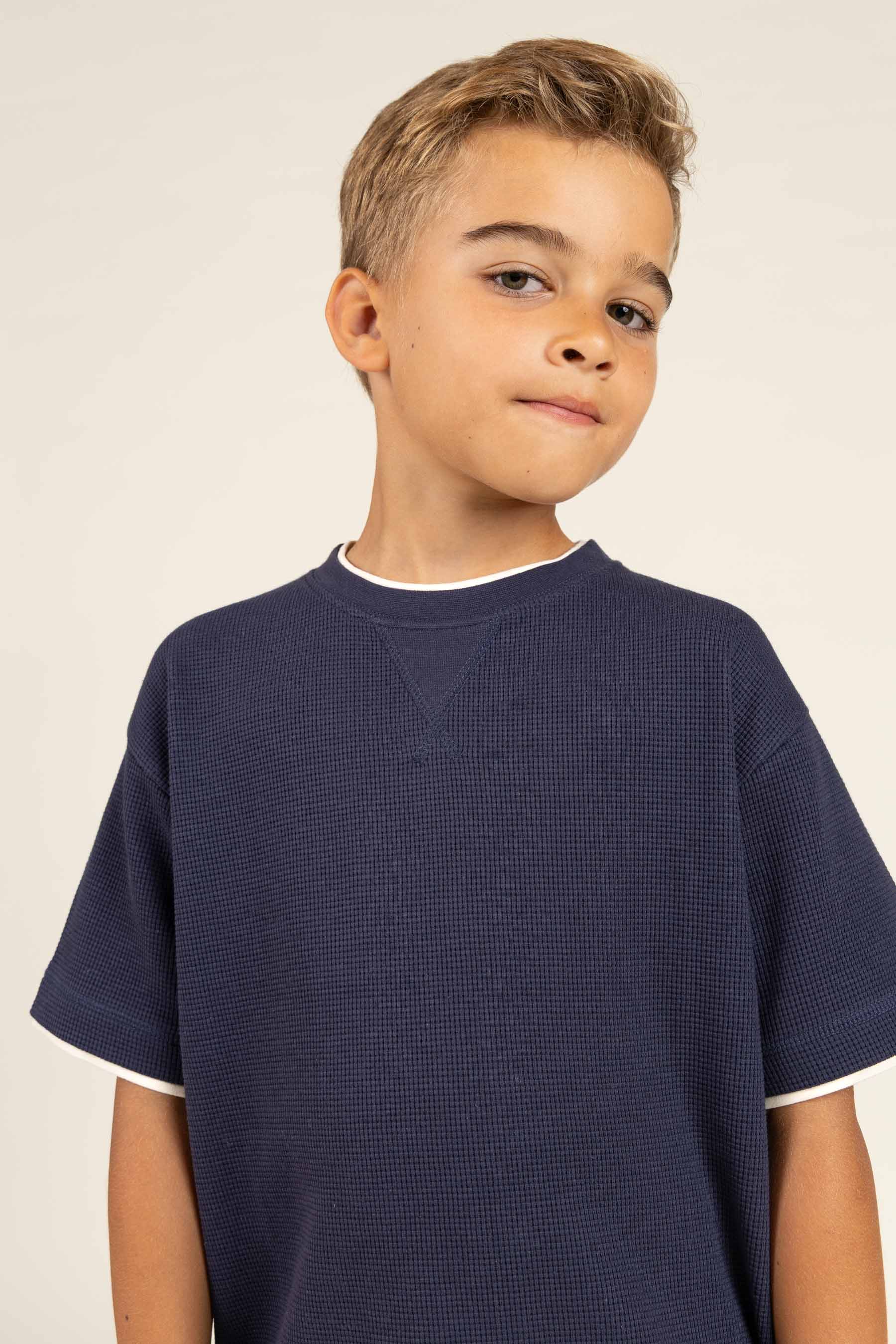 Texturiertes T-Shirt - Tween - Navy | 100710 Malthe