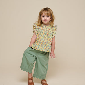 Poplin-Top mit Blumenmuster und Rüsche - Kids - Green | 100950 Poppy