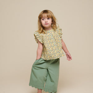 Popelinehose mit Muschelkante - Kids - Dusty Green | 101049 Joy