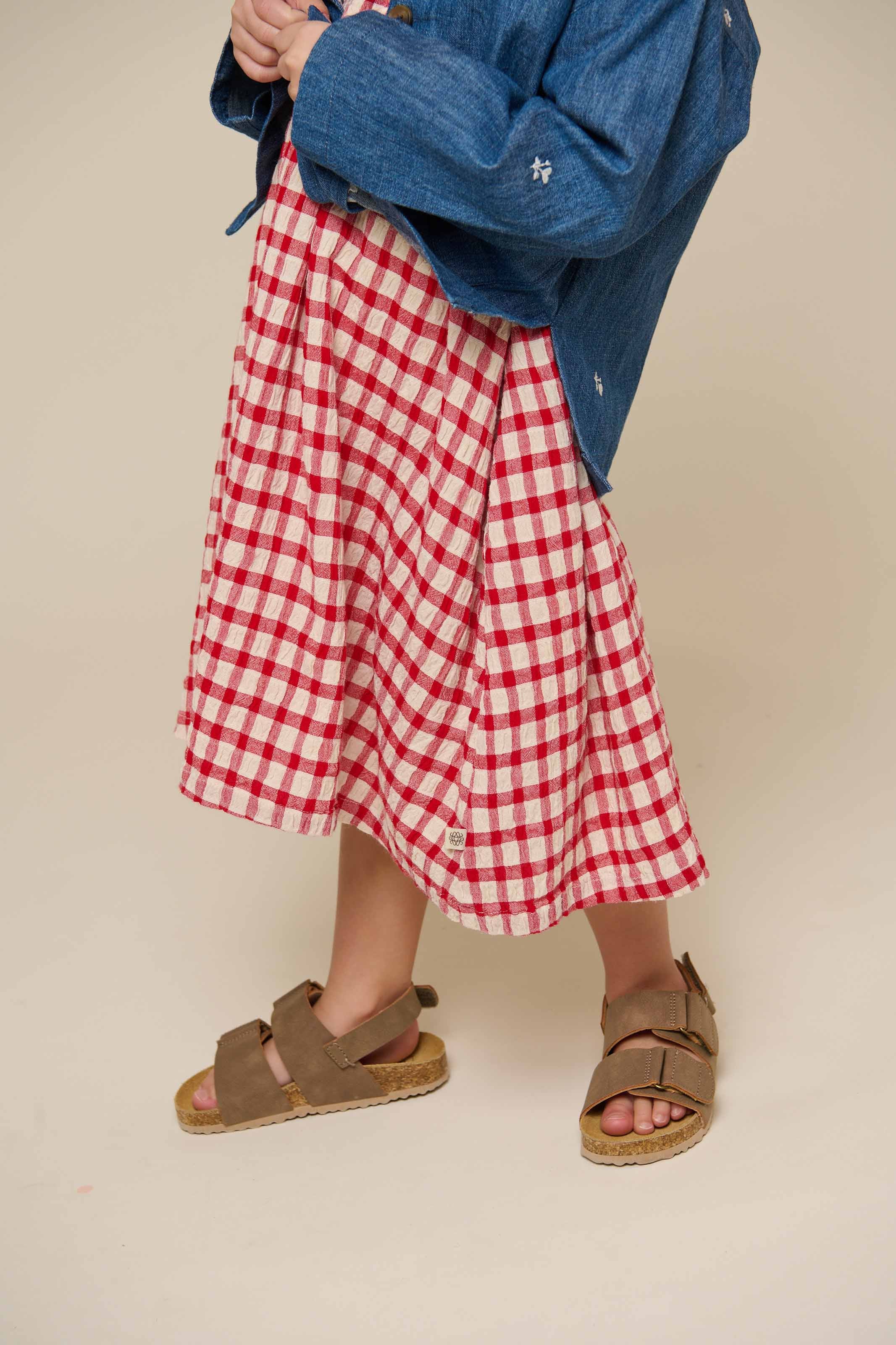 Kariertes Baumwollkleid - Kids - Cherry Red | 100904 Bonnie
