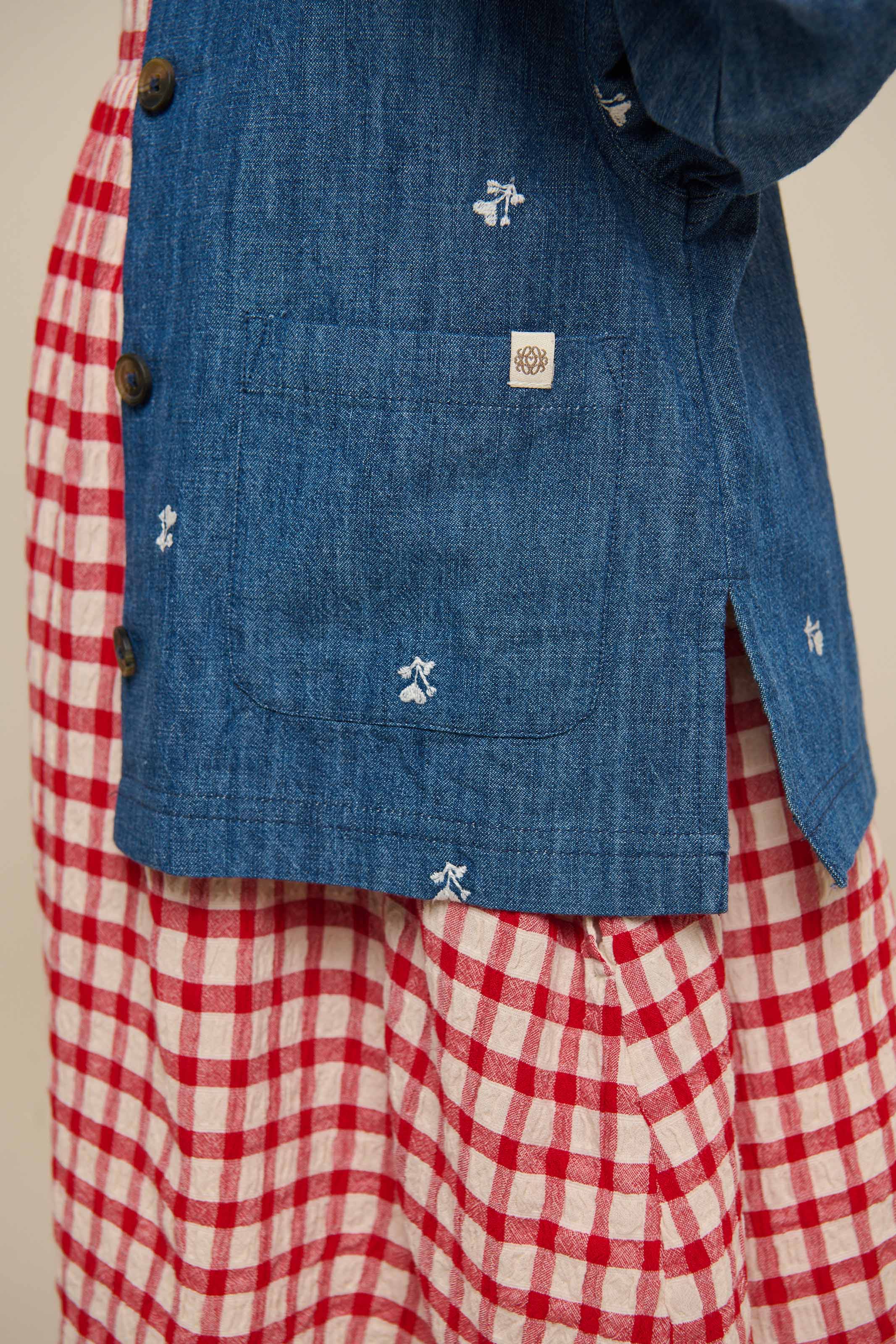 Bestickte Leichte Denim-Hemdenjacke - Kids - Blue Denim | 101051 Isabella
