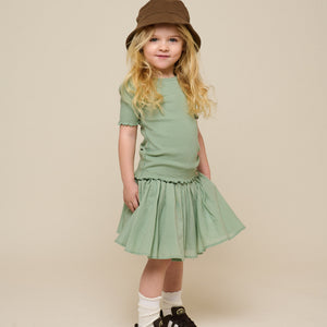 Baumwollrock mit Zick Zack Rüsche - Kids - Dusty Green | 101038 Alma