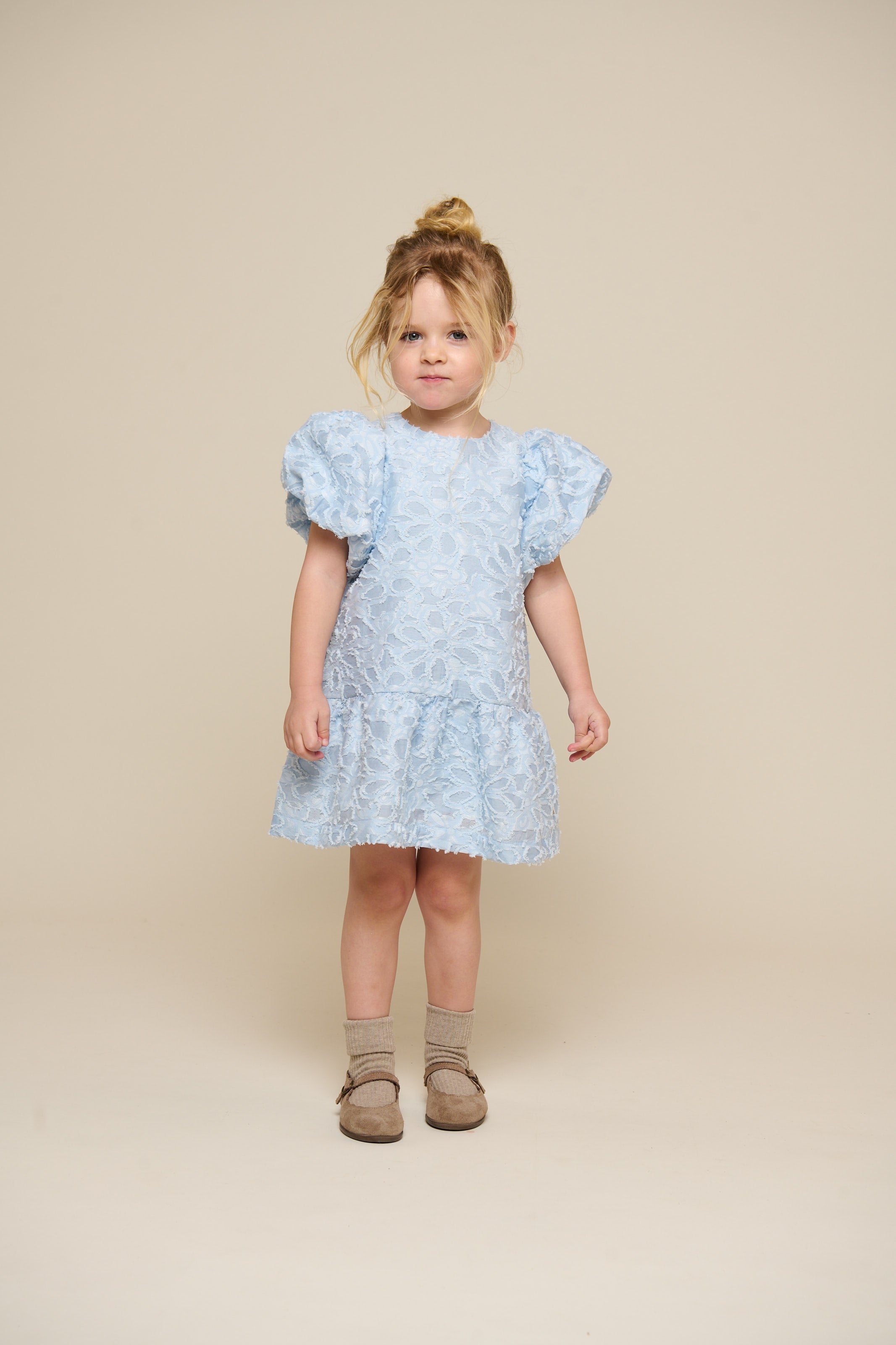 Jacquard-Kleid aus Baumwollmischung - Kids - Light Blue | 100994 Giselle