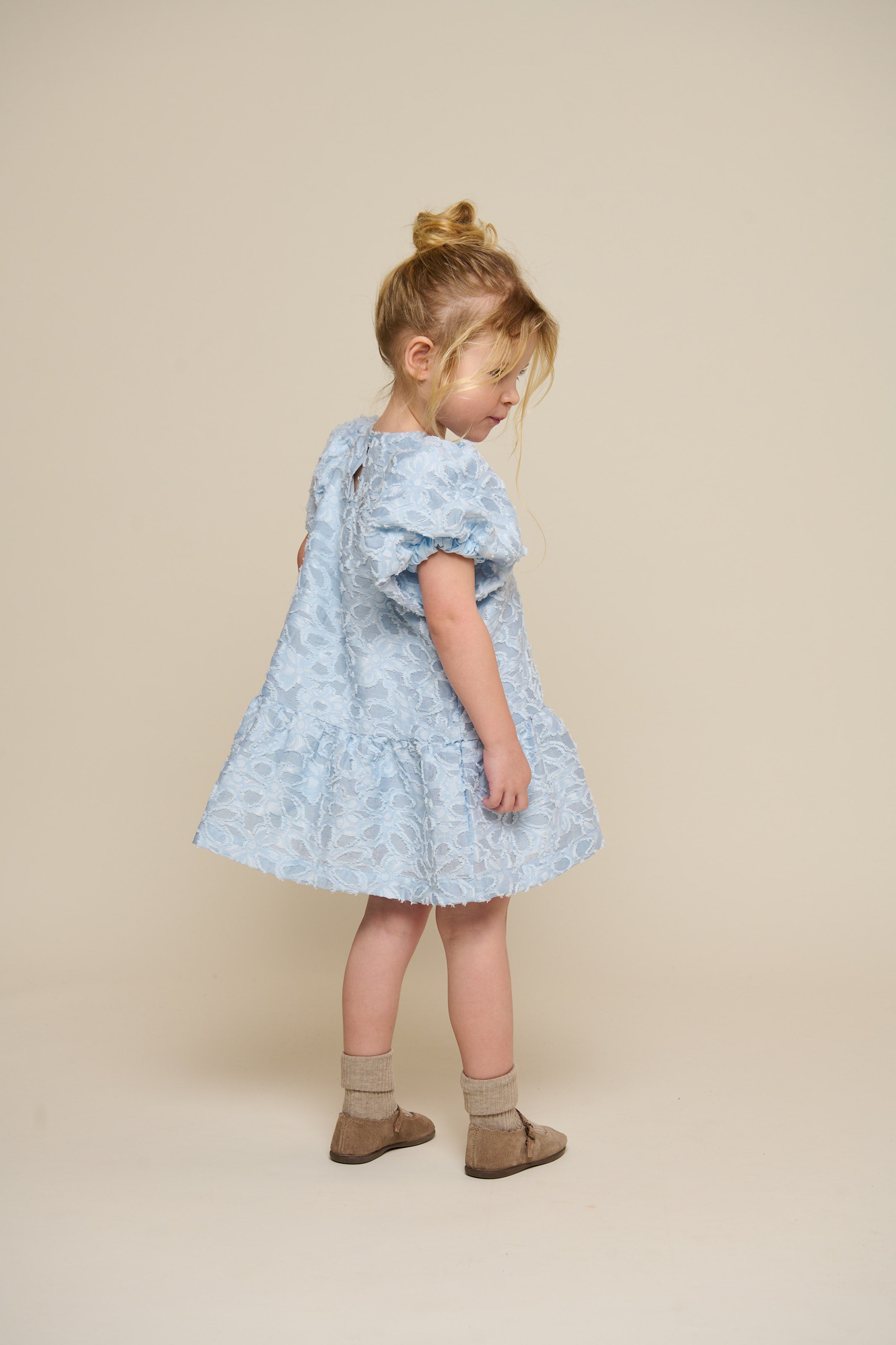 Jacquard-Kleid aus Baumwollmischung - Kids - Light Blue | 100994 Giselle