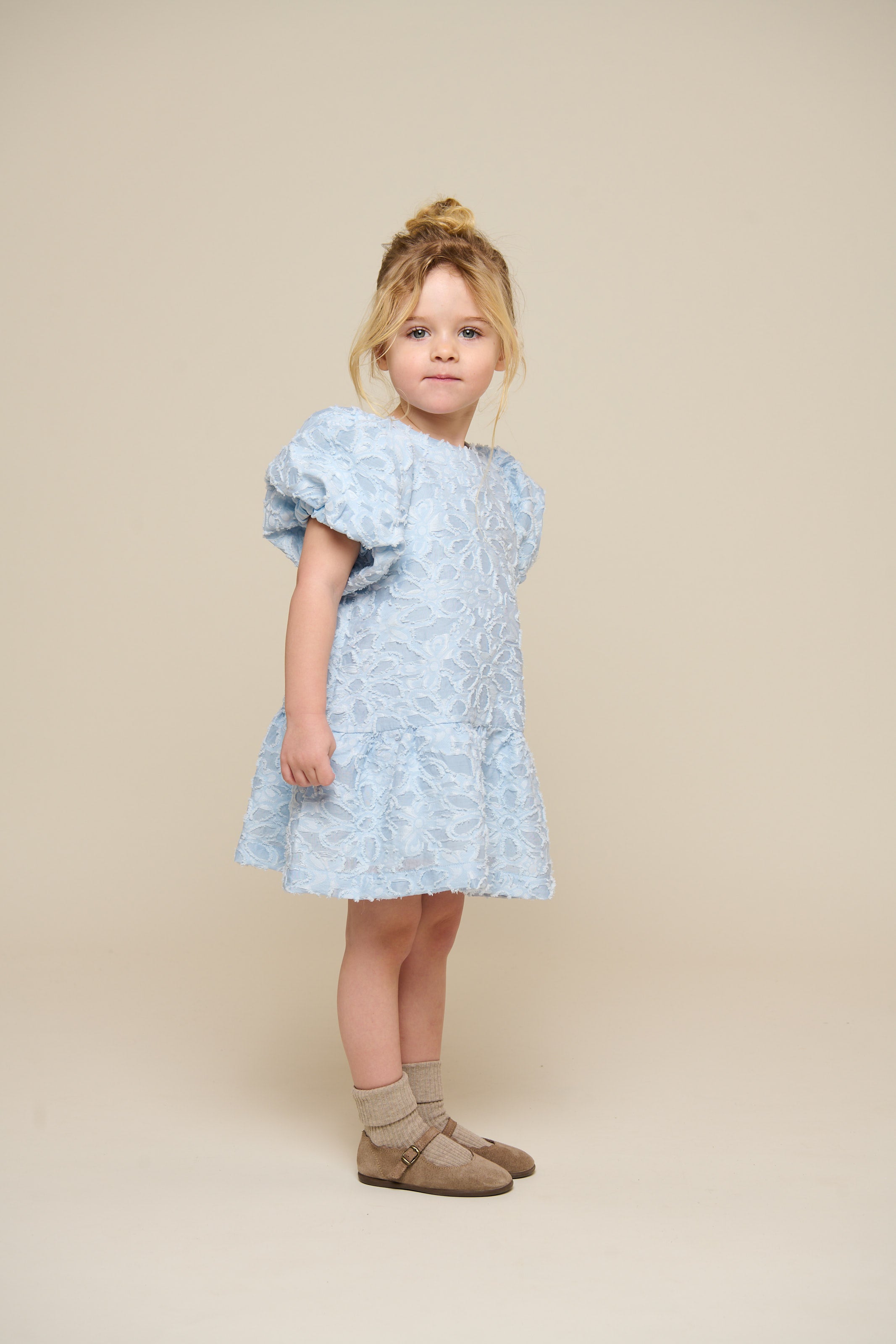 Jacquard-Kleid aus Baumwollmischung - Kids - Light Blue | 100994 Giselle