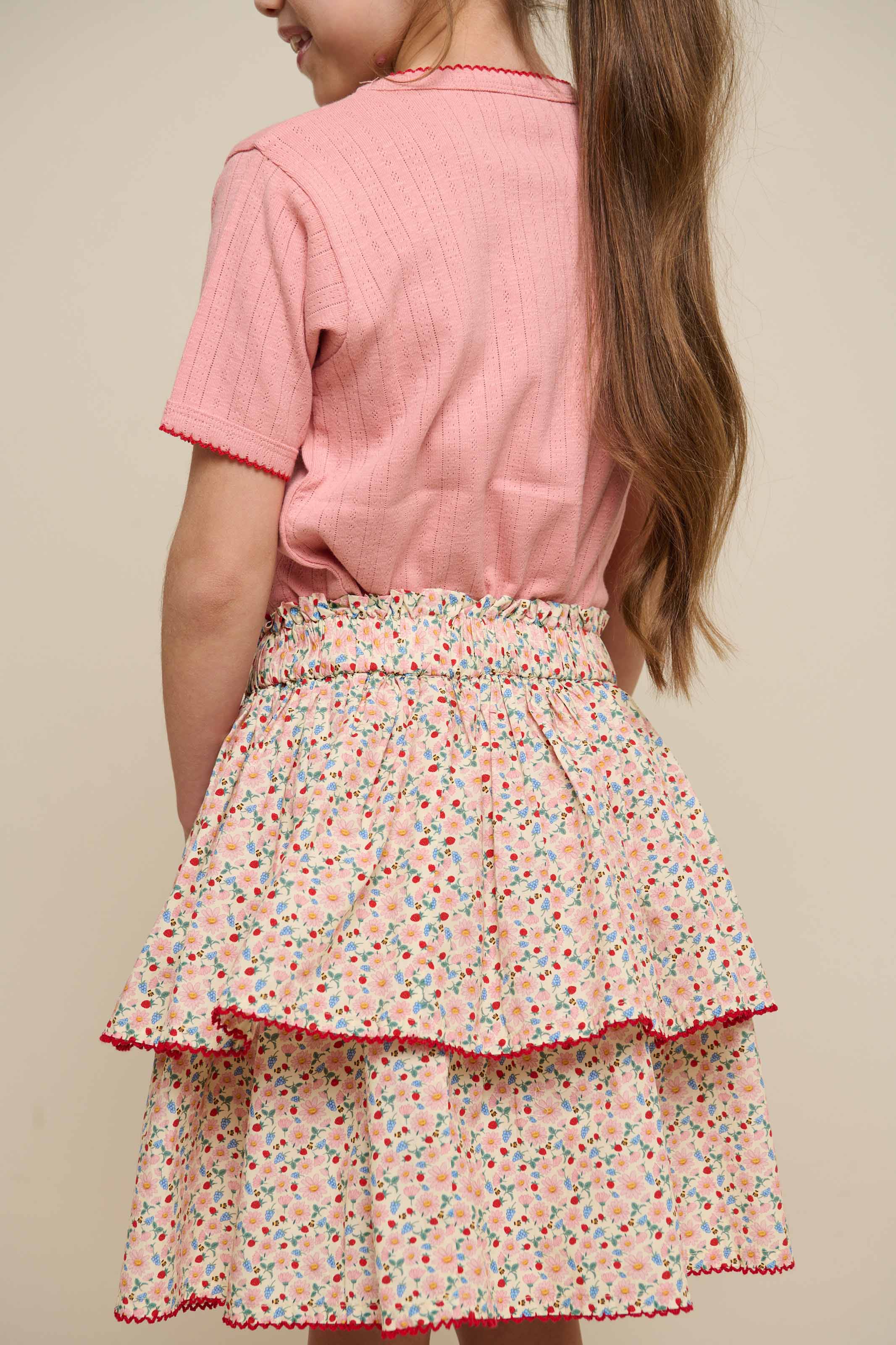 Poplin-Rock mit Blumenmuster und Rüsche - Tween - Rose | 100953 Poppy