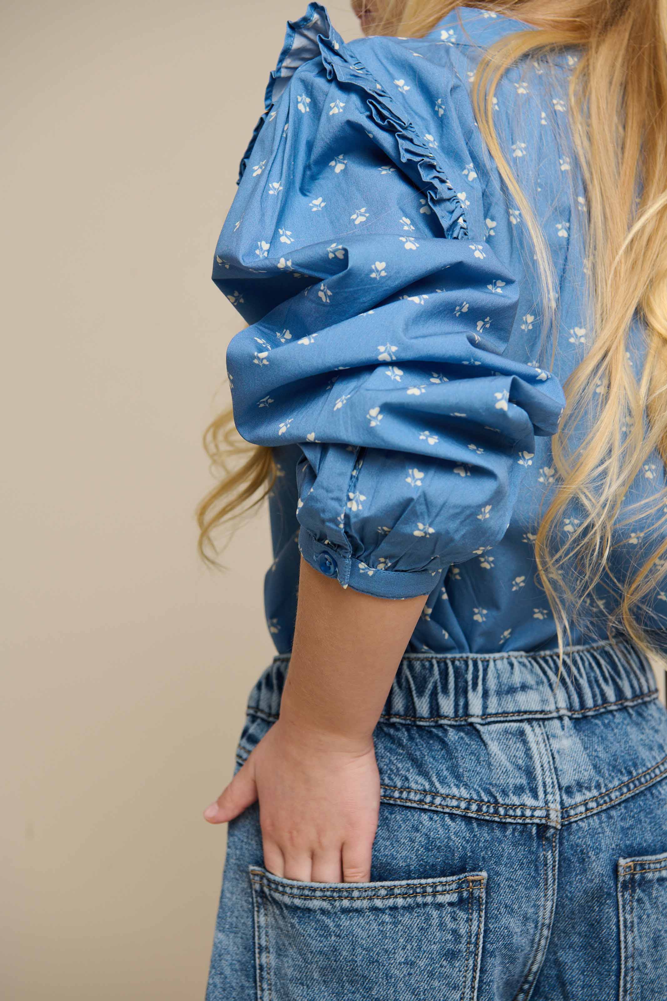 Bedruckte Popeline-Hemdbluse - Tween - Dusty Blue | 101087 Camilla