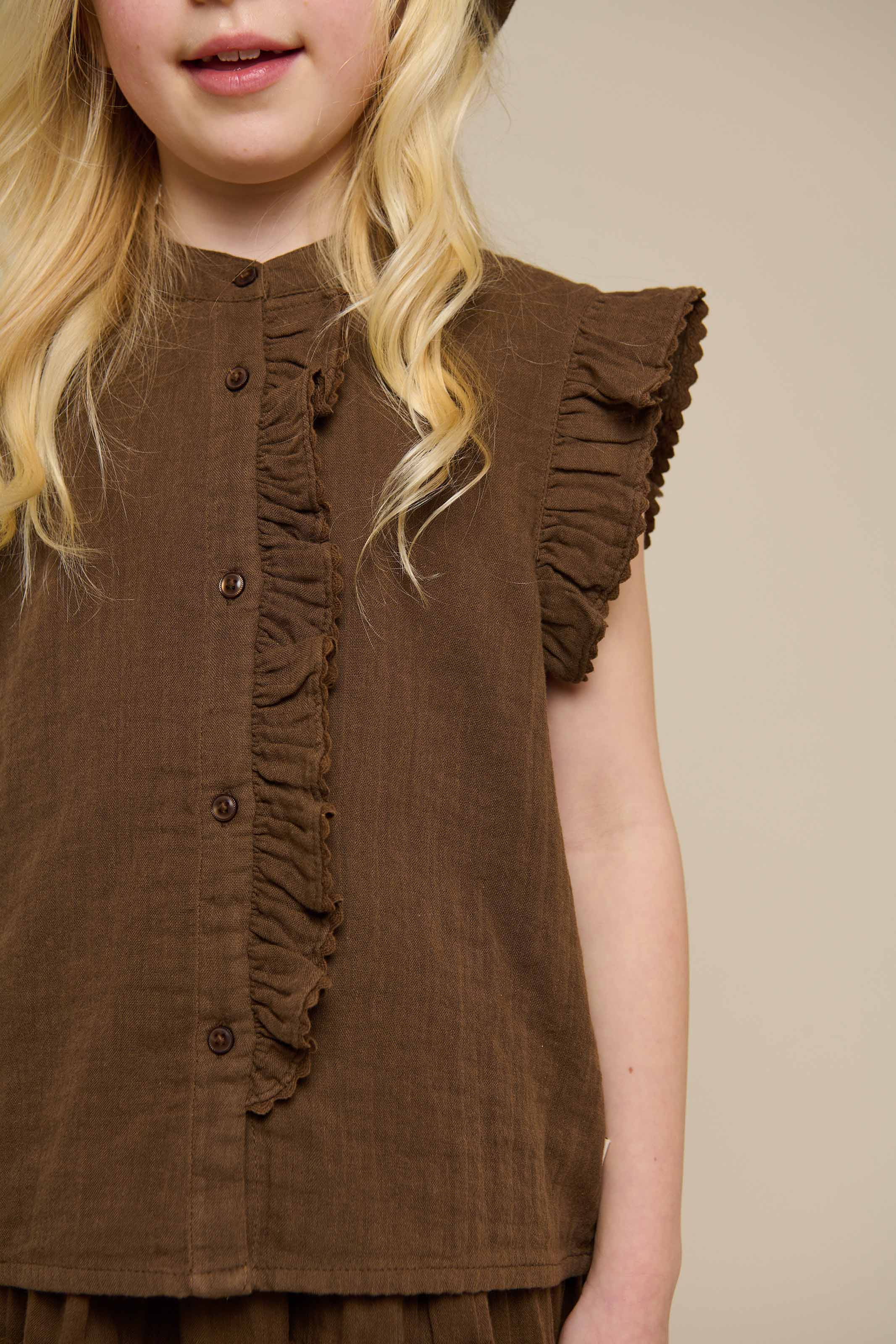 Ärmelloses Top aus Gaze - Tween - Dark Brown | 100929 Jasmine