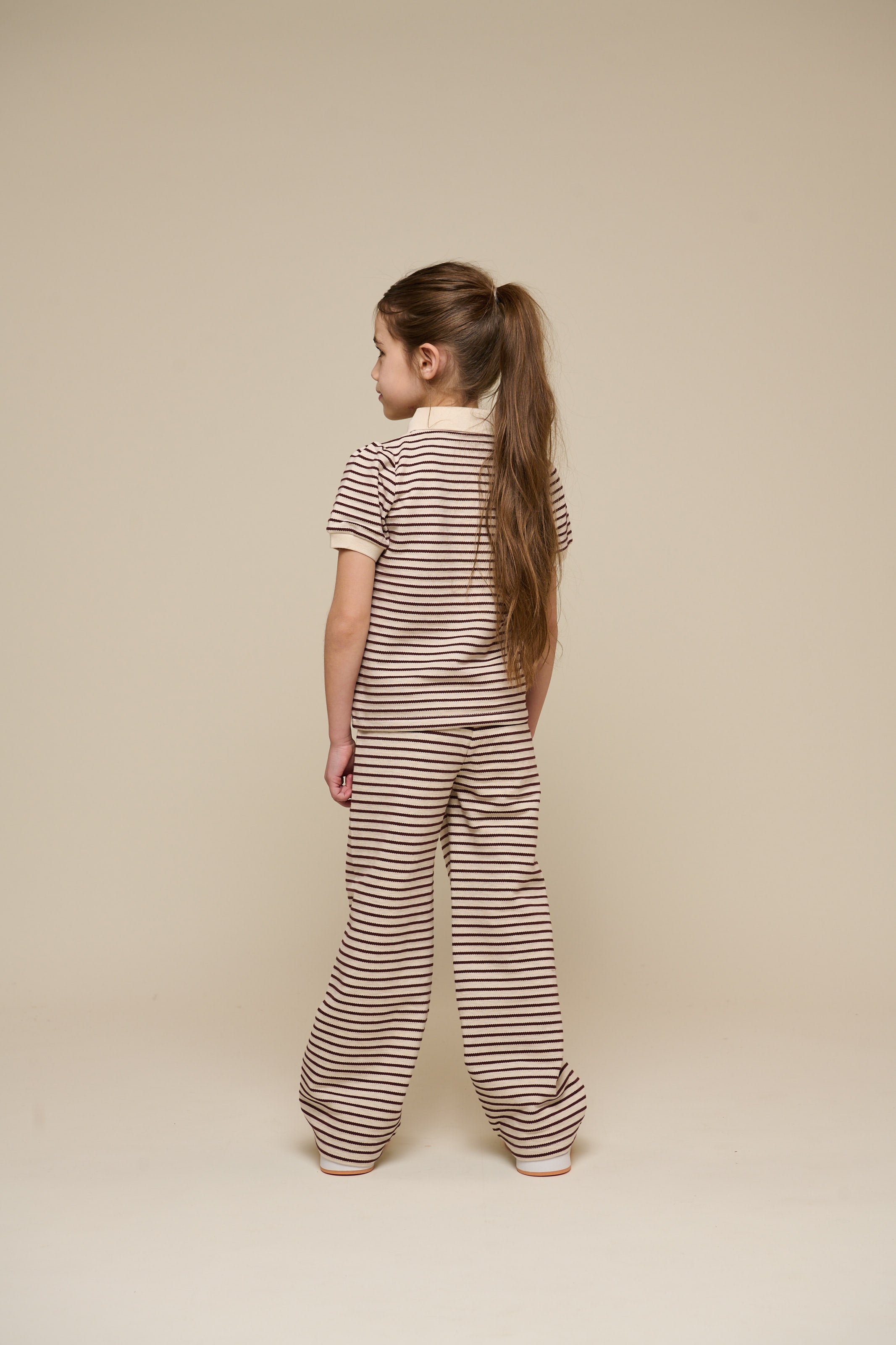 Gestreifte Wide-Leg Jersey Hose - Tween - Brown | 100997 Emmie