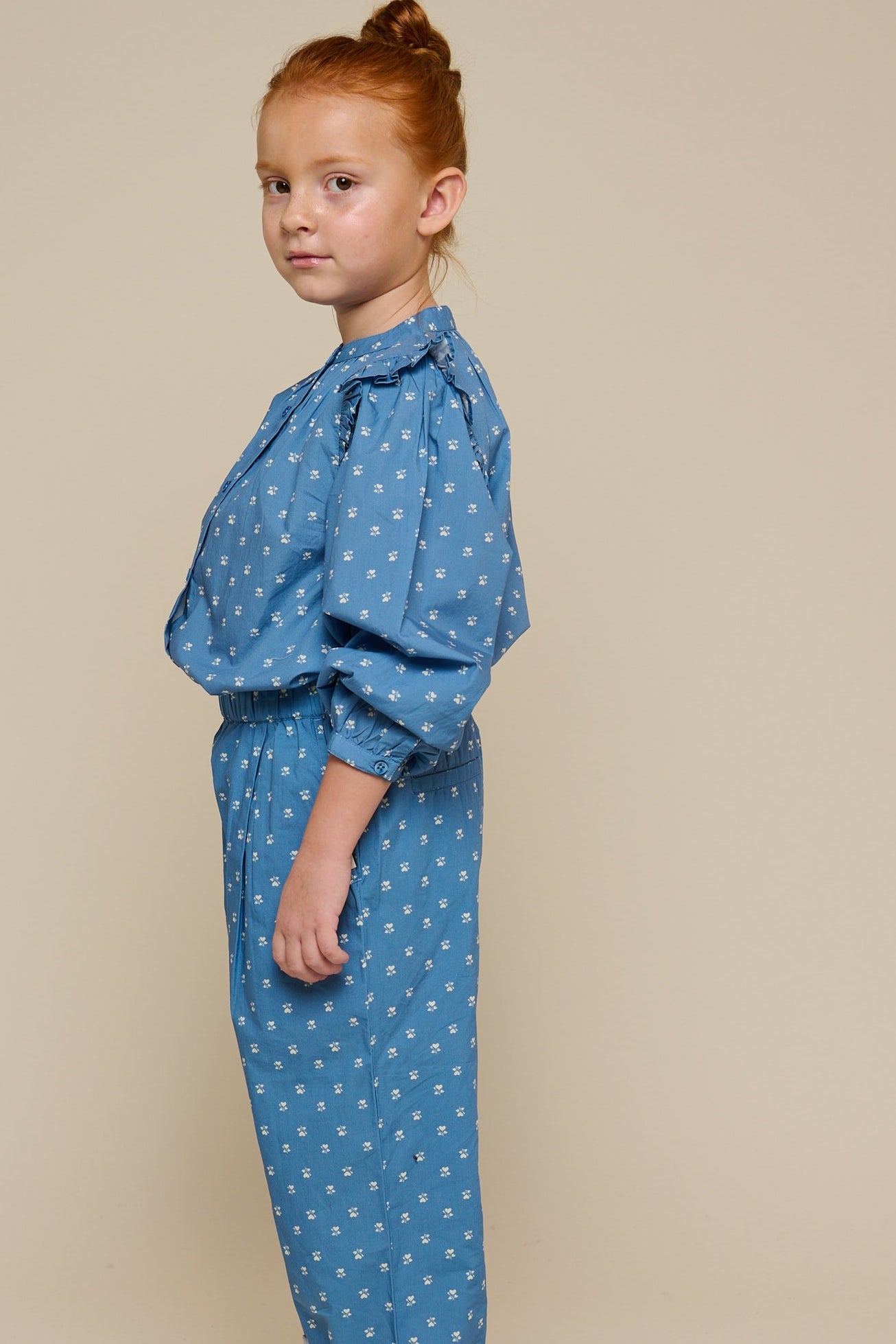 Bedruckte Poplin-Hose - Tween - Dusty Blue | 101089 Camilla
