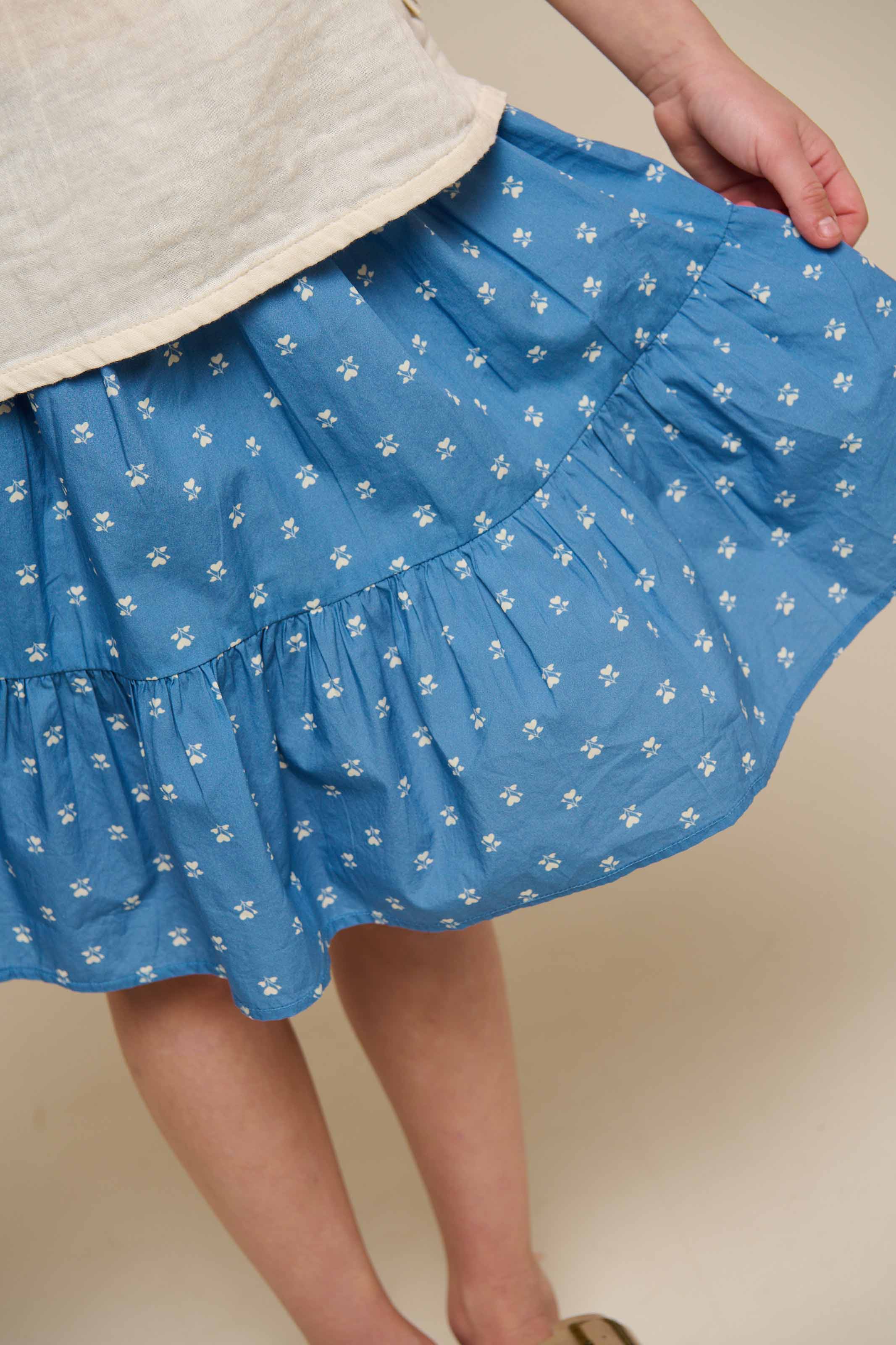 Bedruckter Popeline-Rock - Tween - Dusty Blue | 101085 Camilla