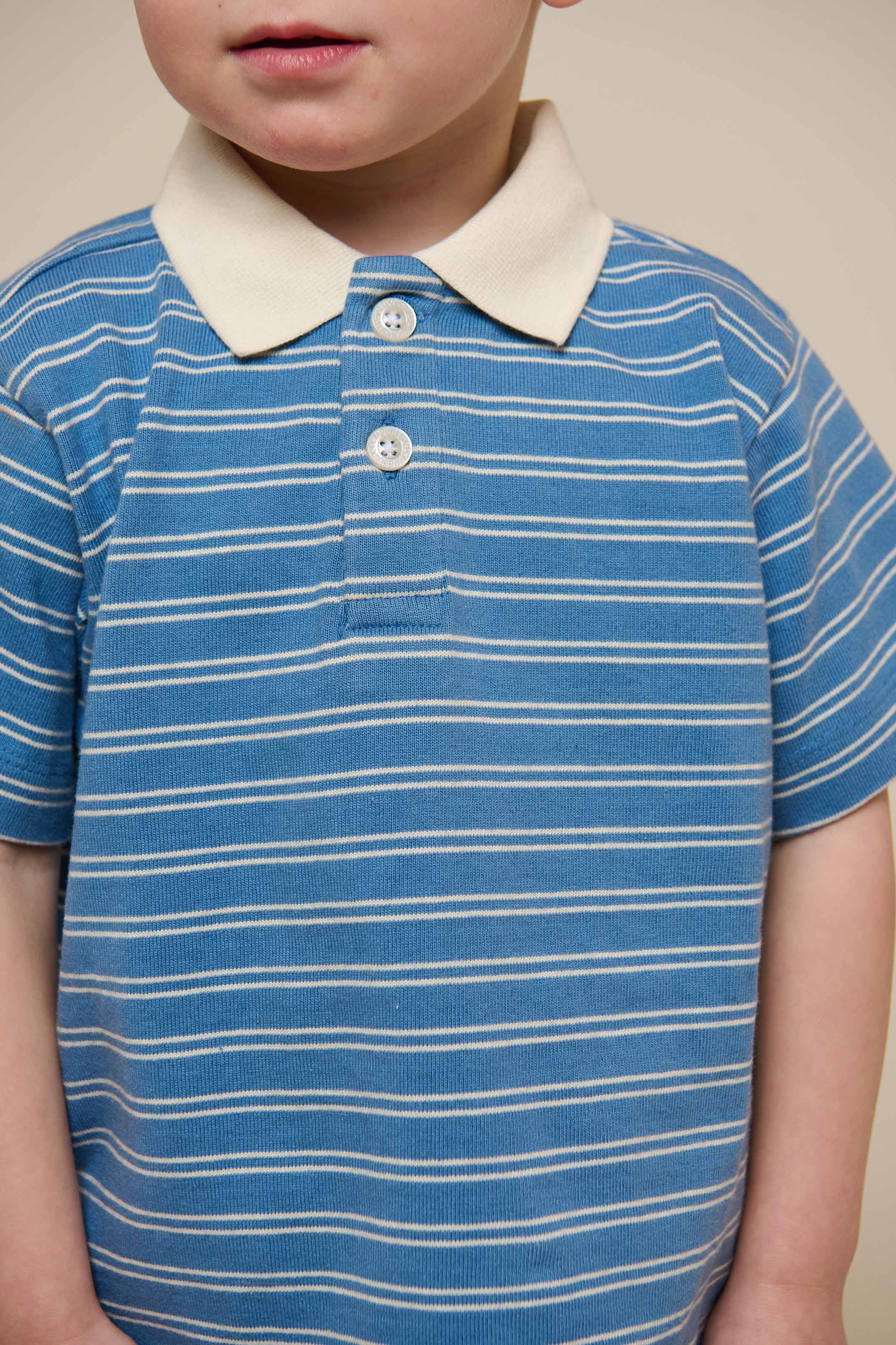 Gestreiftes Jersey-Poloshirt - Kids - Dusty Blue | 101175 Otto